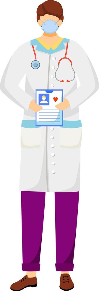 Doctor holding medical anamnesis semi flat color vector character