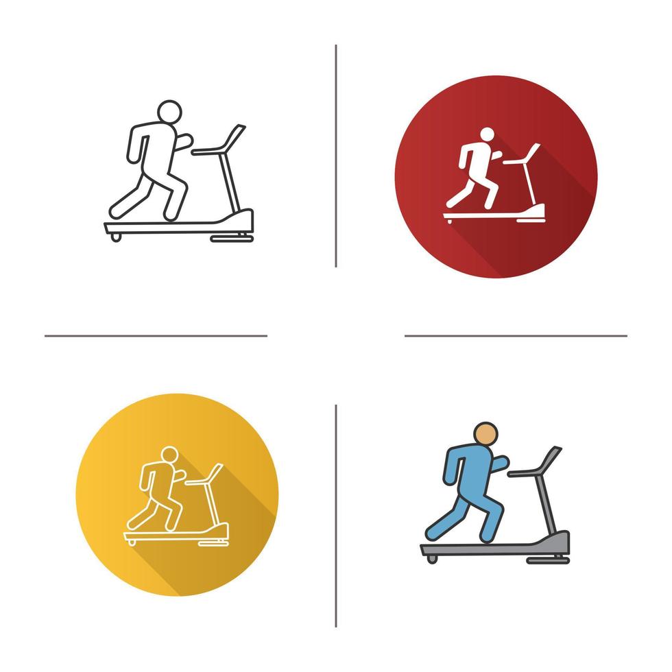 Treadmill icon. Flat design, linear and color styles. Exercise machine. Isolated vector illustrations