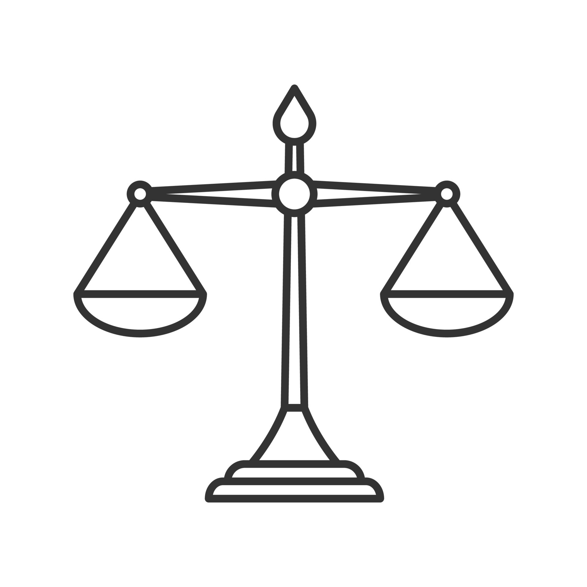 Justice scales linear icon. Thin line illustration. Equality. Judgement