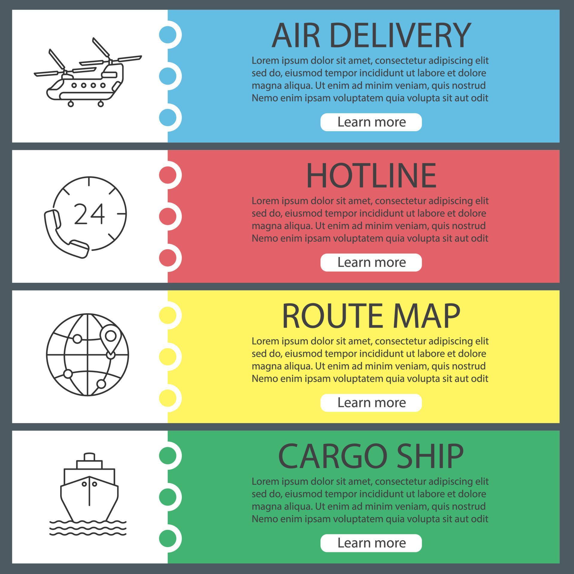 Cargo shipping web banner templates set. Delivery service. Military