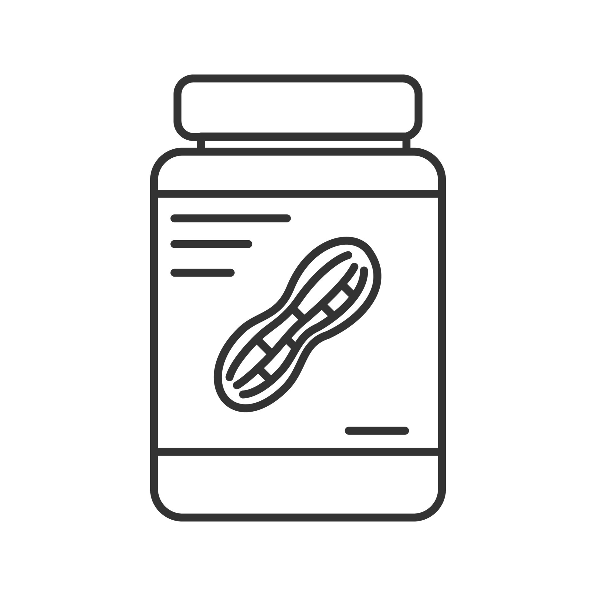 Peanut butter jar linear icon. Thin line illustration. Contour symbol