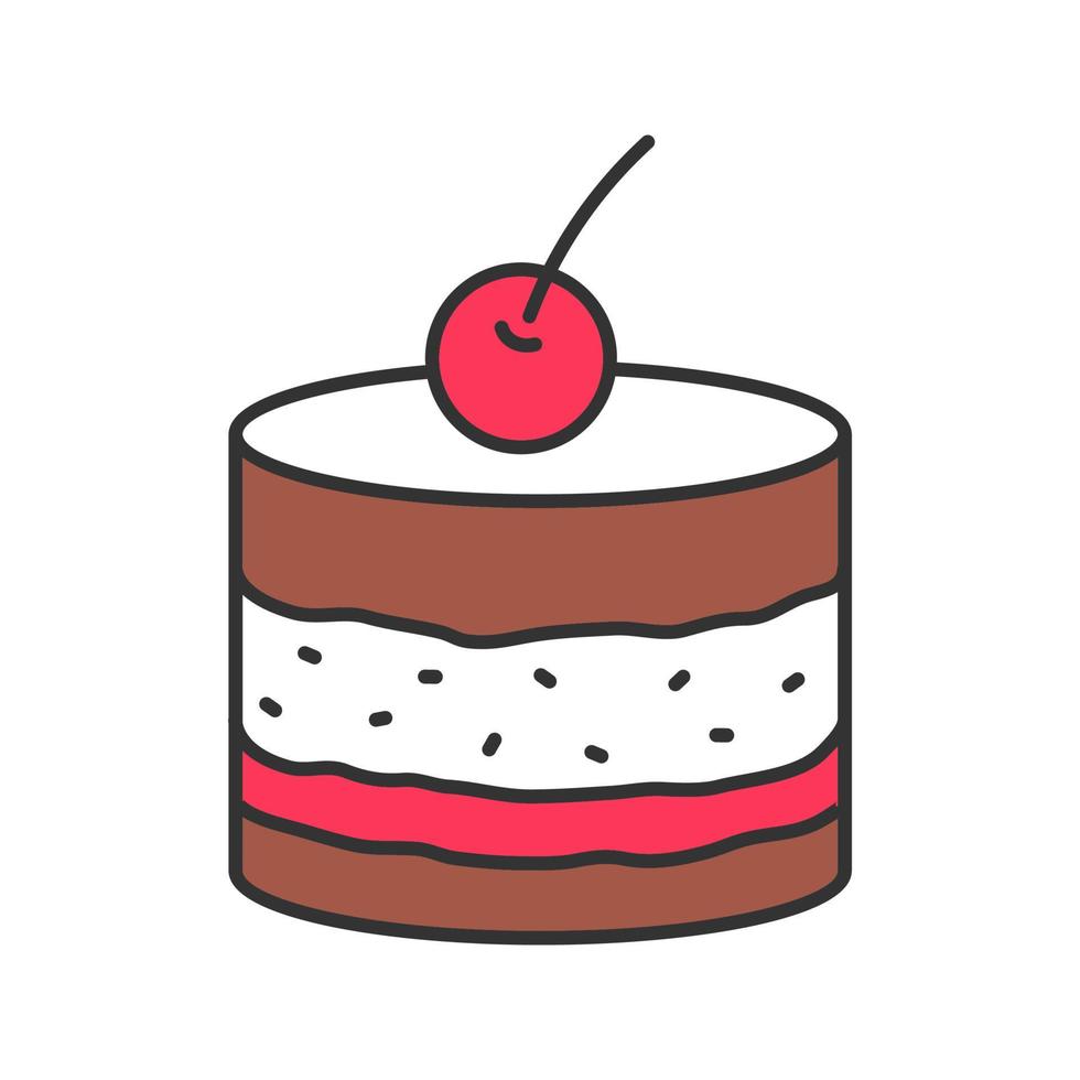 Tiramisu color icon. Cake with cherry. Isolated vector illustration