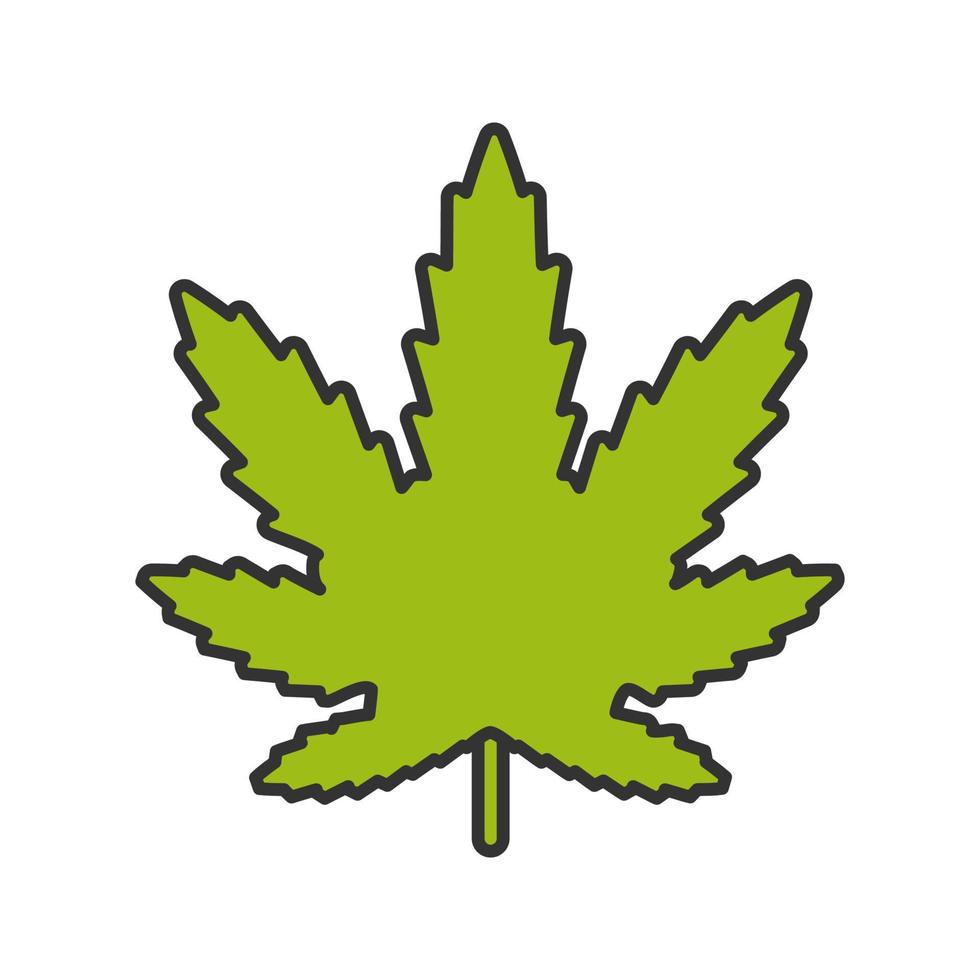 icono de color de la hoja de marihuana. cannabis, marihuana. ilustración vectorial aislada vector