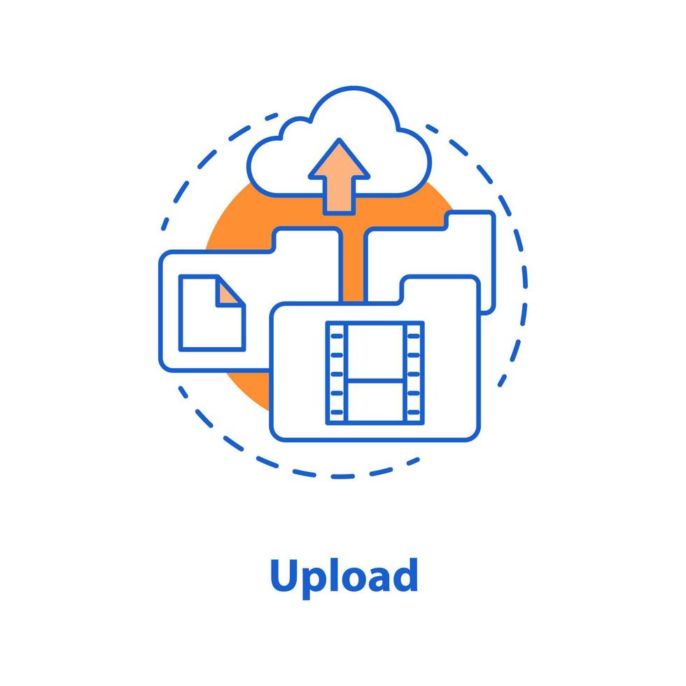 Upload new files concept icon. Digital data storage idea thin line illustration. Vector isolated outline drawing