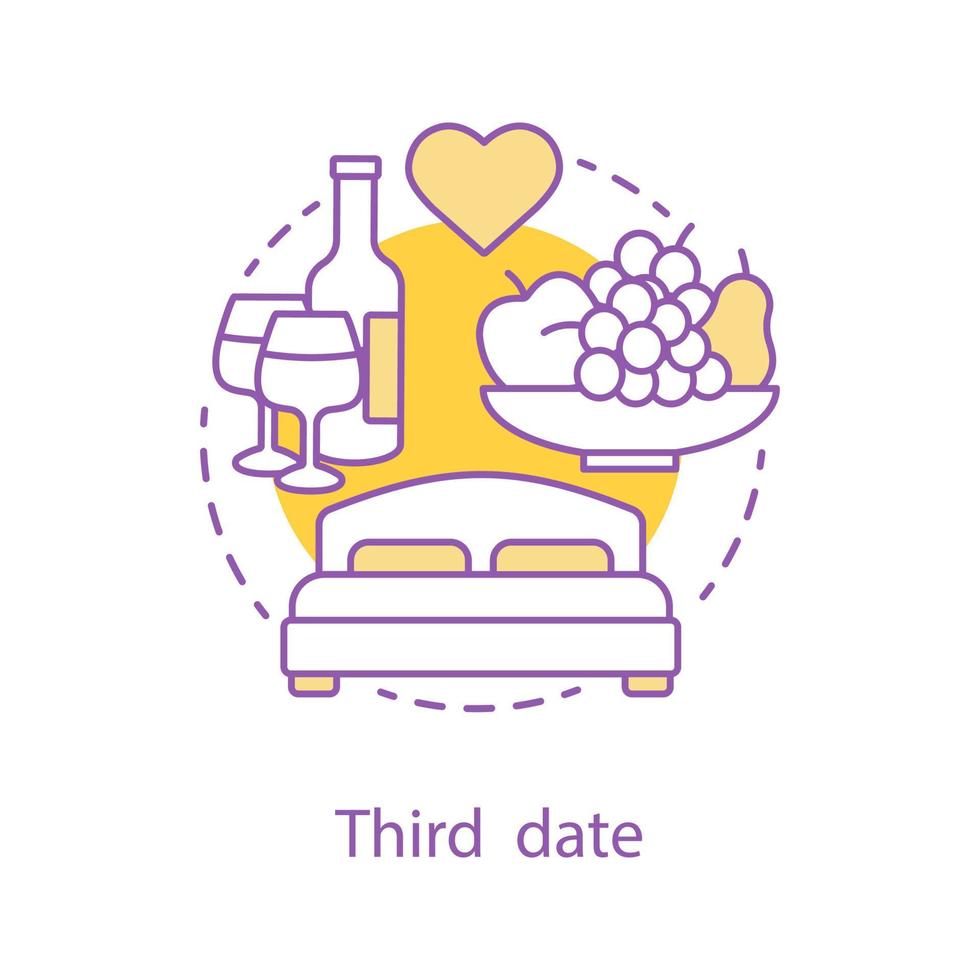 Third date concept icon. Passion idea thin line illustration. Romantic intimate relationships. Vector isolated outline drawing