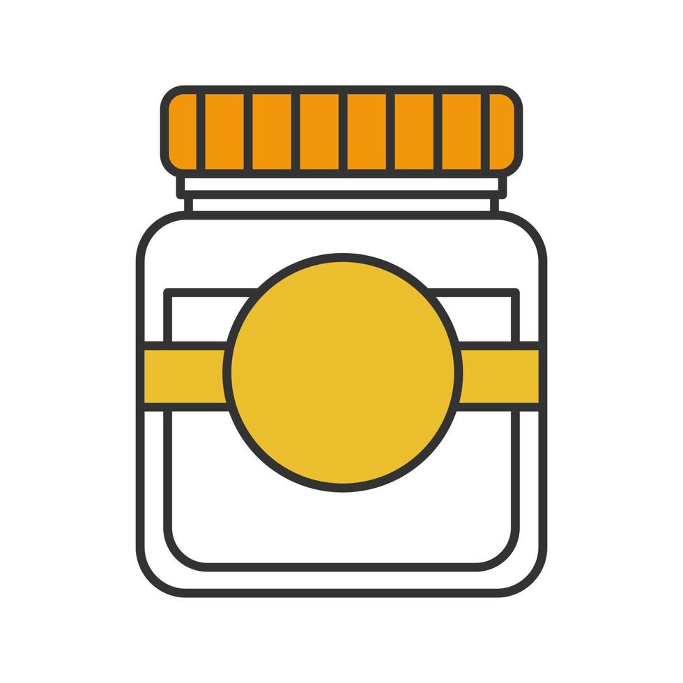 Glass jar with blank label color icon. Isolated vector illustration