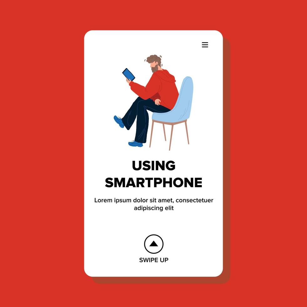 Man Using Smartphone Electronic Gadget Vector flat