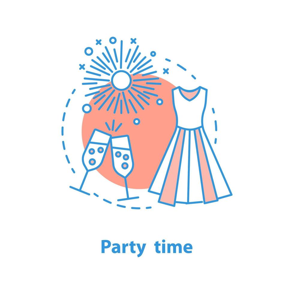 Party time concept icon. Birthday party idea thin line illustration. Celebration. Vector isolated outline drawing