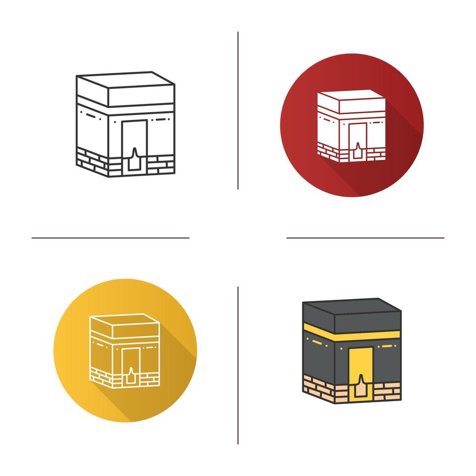 icono de kaaba. Diseño plano, estilos lineales y de color. Hayy. santuario musulmán. ilustraciones de vectores aislados