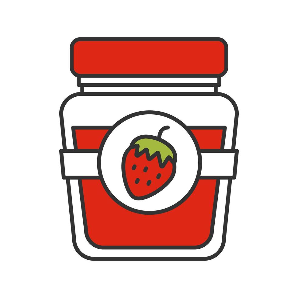Strawberry jam jar color icon. Fruit preserve. Isolated vector illustration
