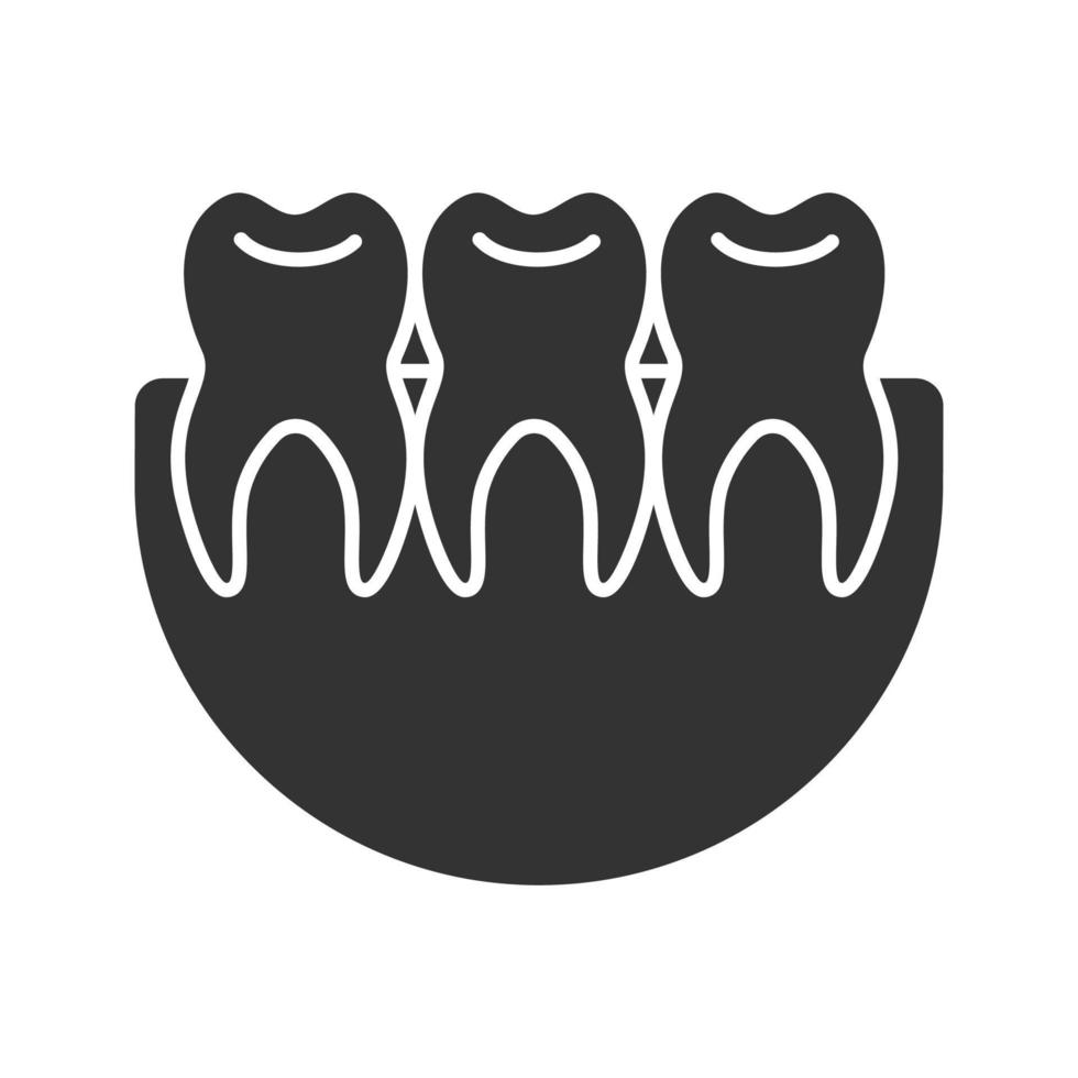 Healthy teeth glyph icon. Dentition. Silhouette symbol. Negative space. Vector isolated illustration