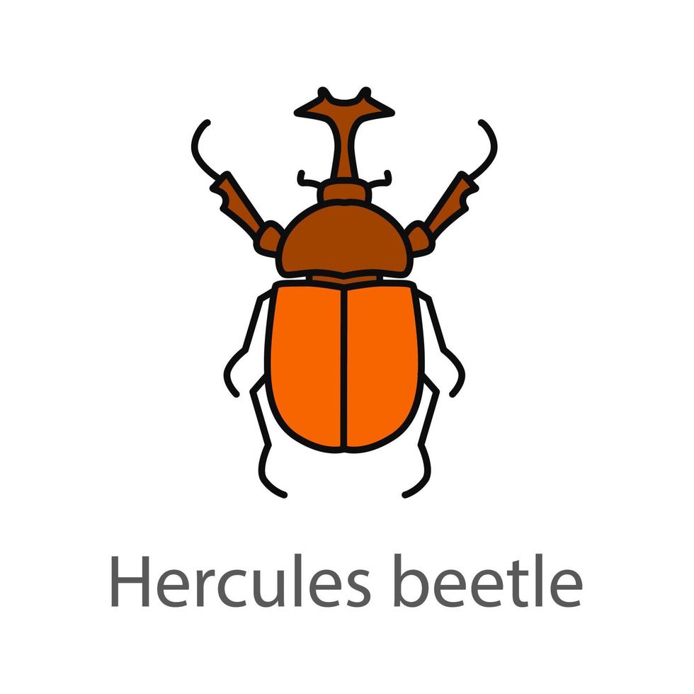 Hercules beetle color icon. Insect. Dynastes. Isolated vector illustration