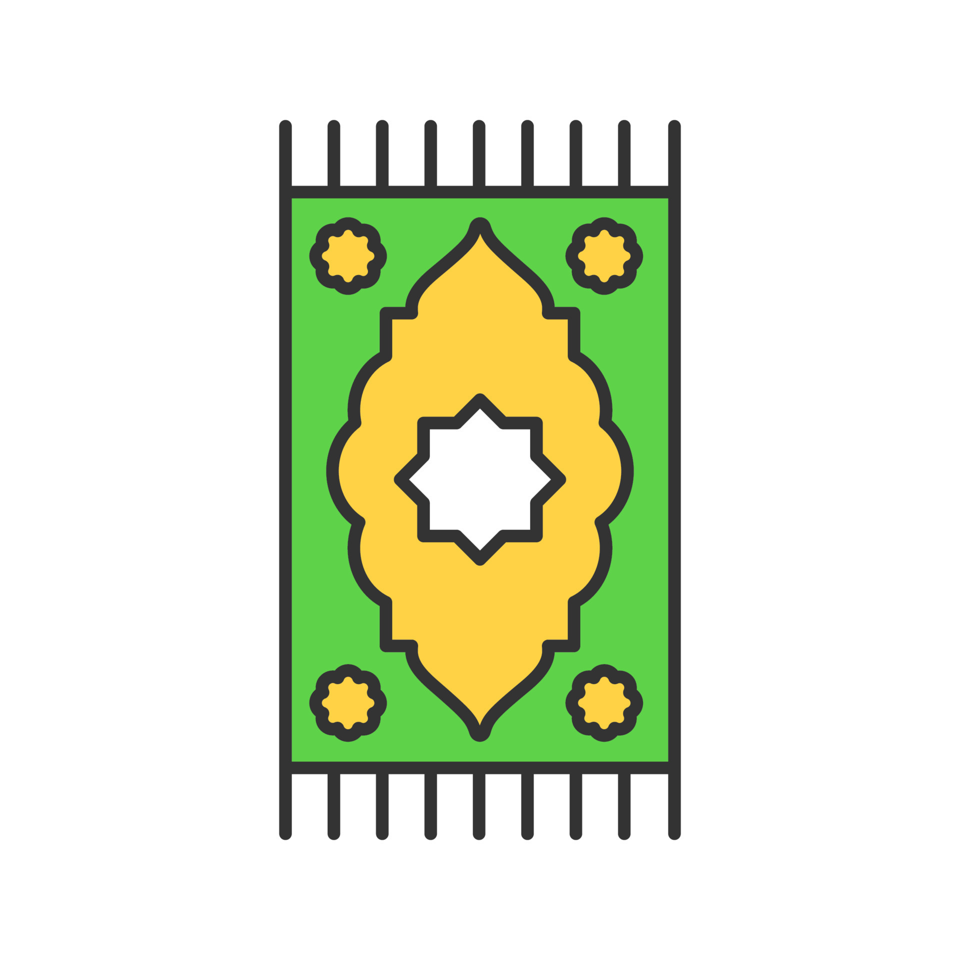 Praying mat color icon. Islamic culture. Carpet. Isolated vector