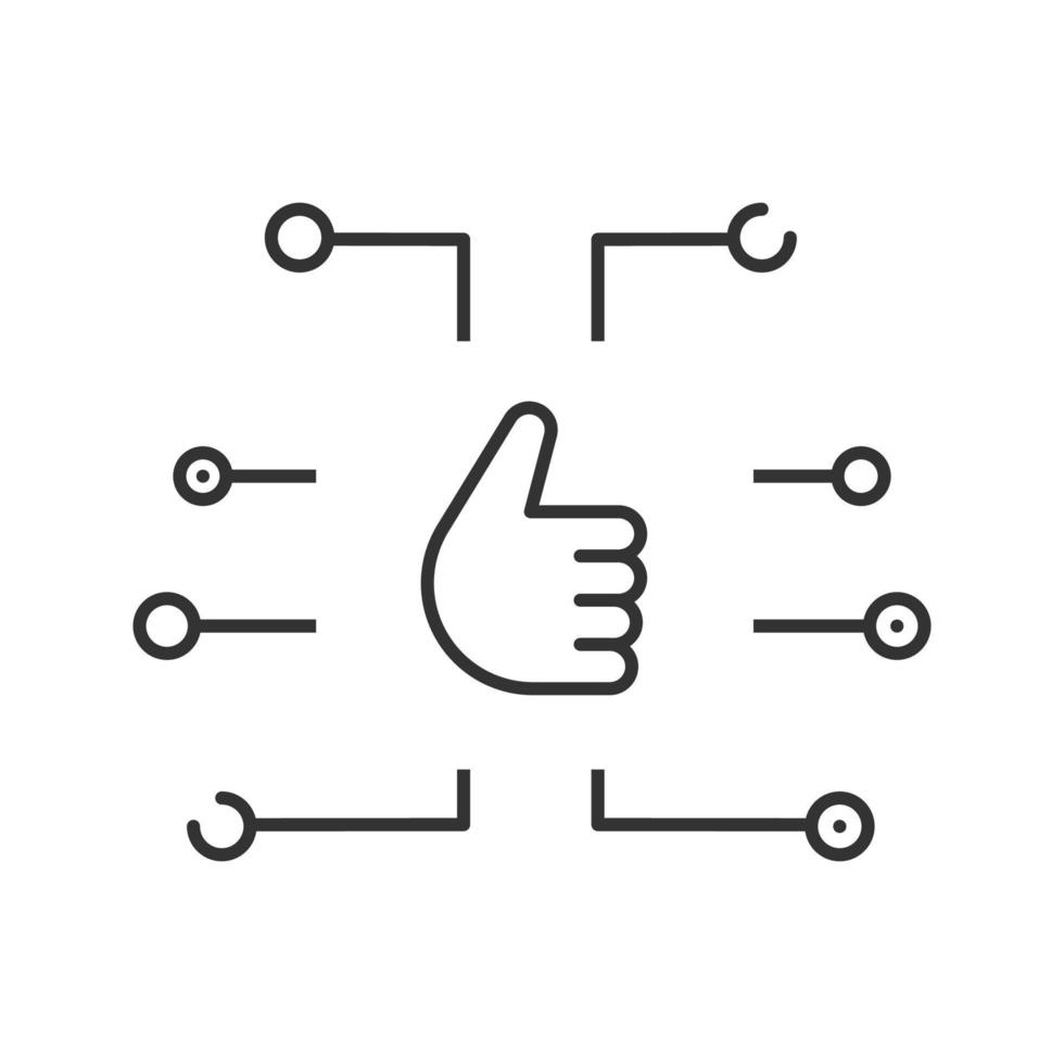 Like button linear icon. Thin line illustration. Favorite. Thumb up. Contour symbol. Vector isolated outline drawing