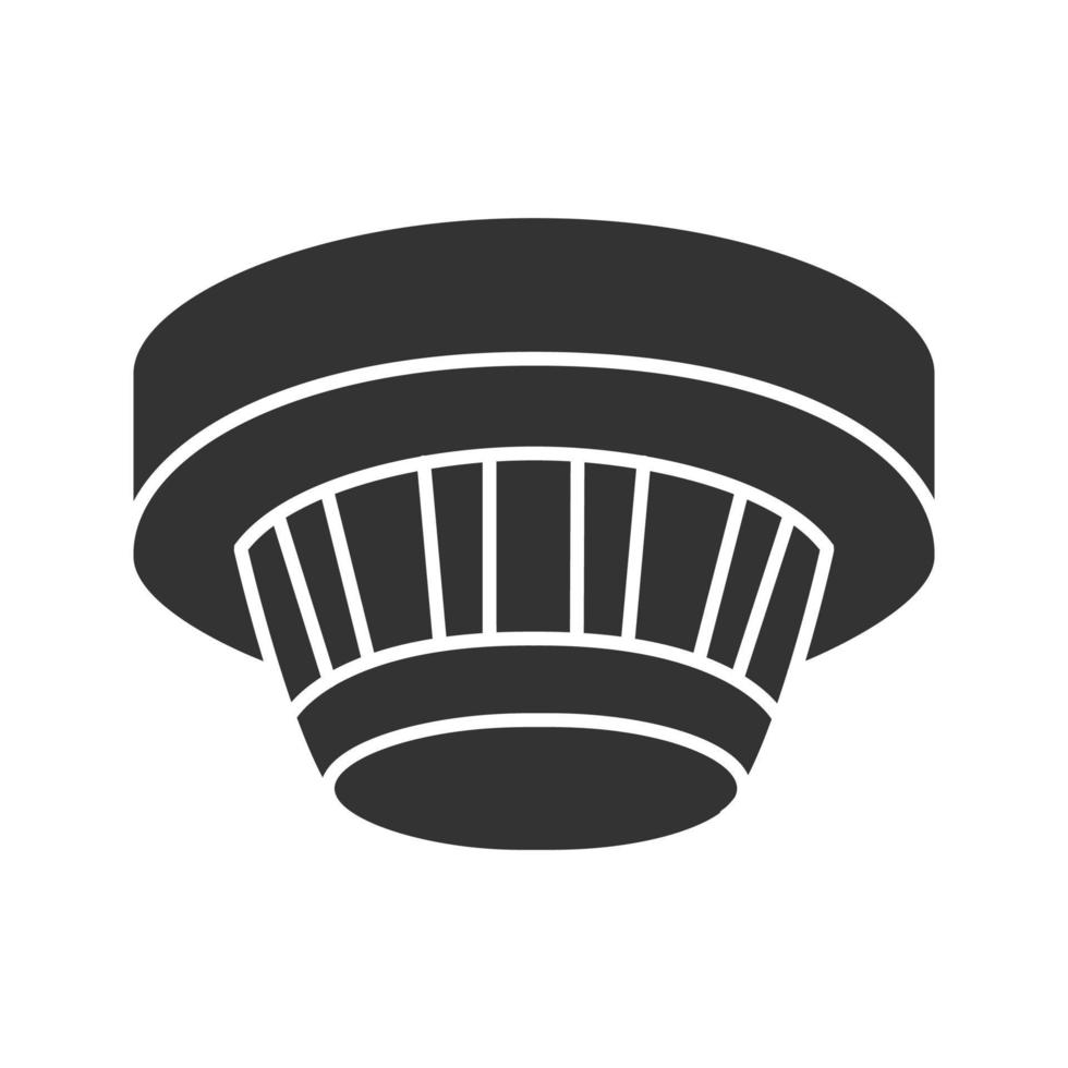 Smoke detector glyph icon. Fire alarm system. Silhouette symbol. Negative space. Vector isolated illustration