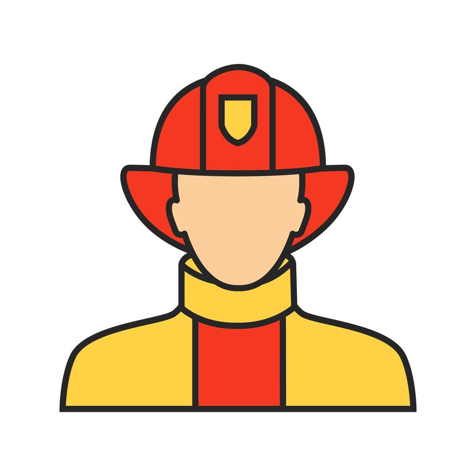 Firefighter color icon. Fireman. Dangerous profession. Isolated vector illustration