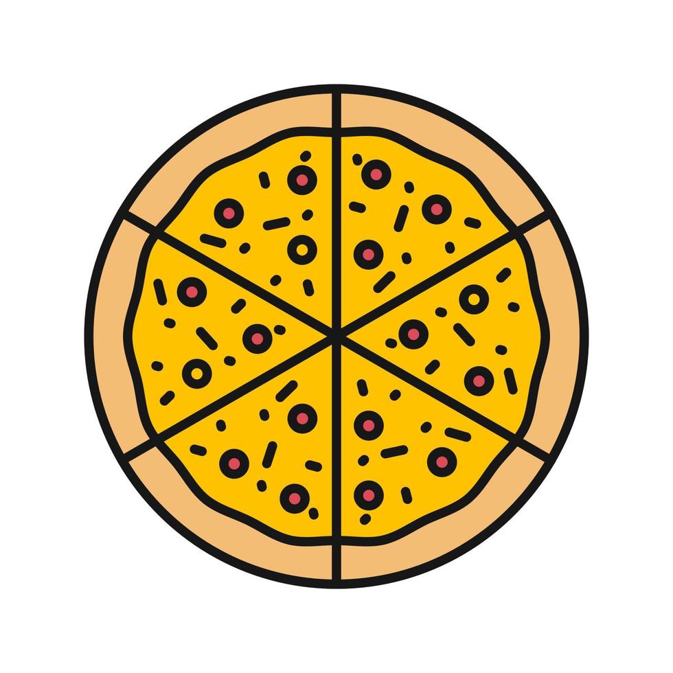 icono de color de pizza. signo de pizzería. ilustración vectorial aislada vector