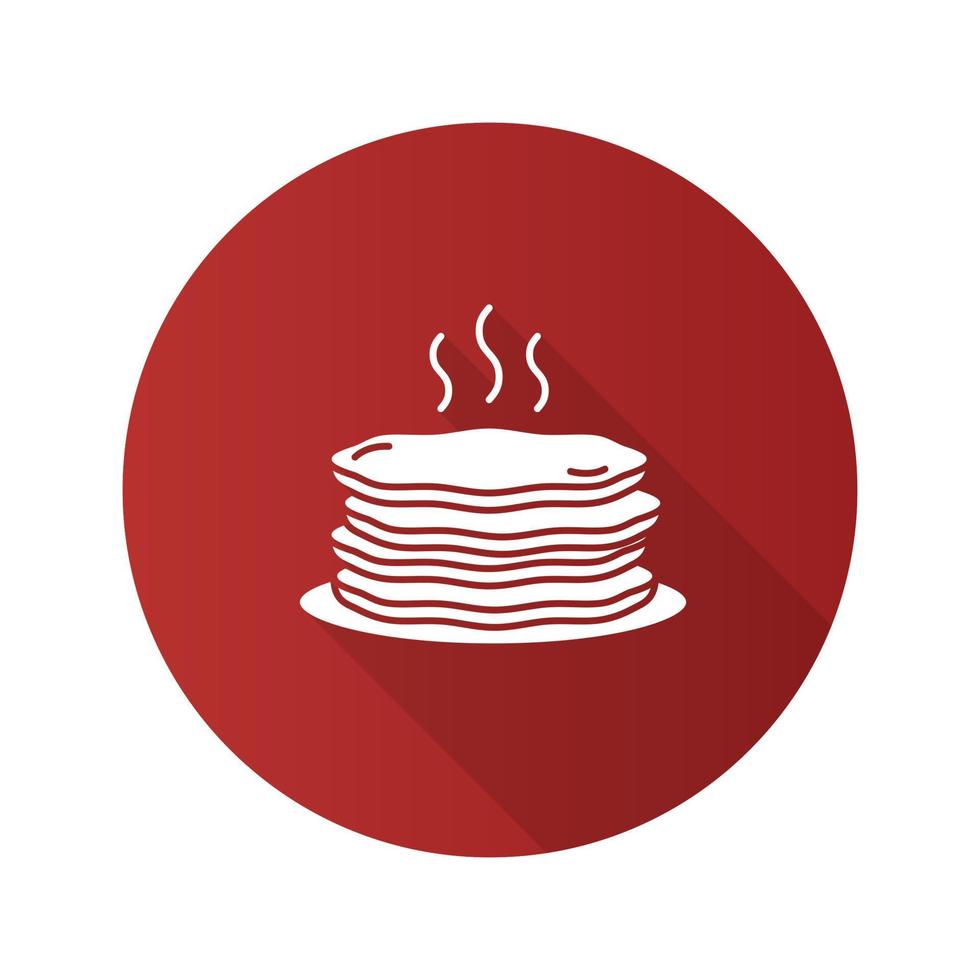 Pancakes stack flat design long shadow glyph icon. Vector silhouette illustration