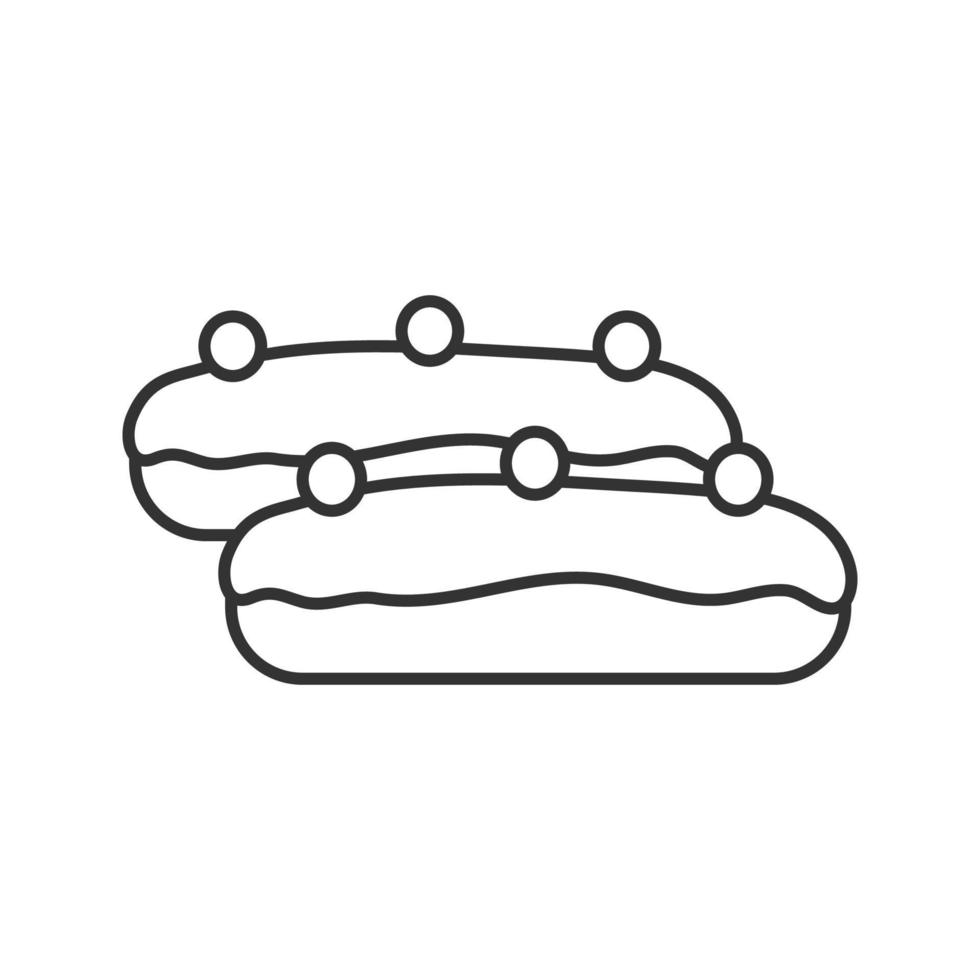 icono lineal de pastel eclair. ilustración de línea delgada. símbolo de contorno dibujo de contorno aislado vectorial vector