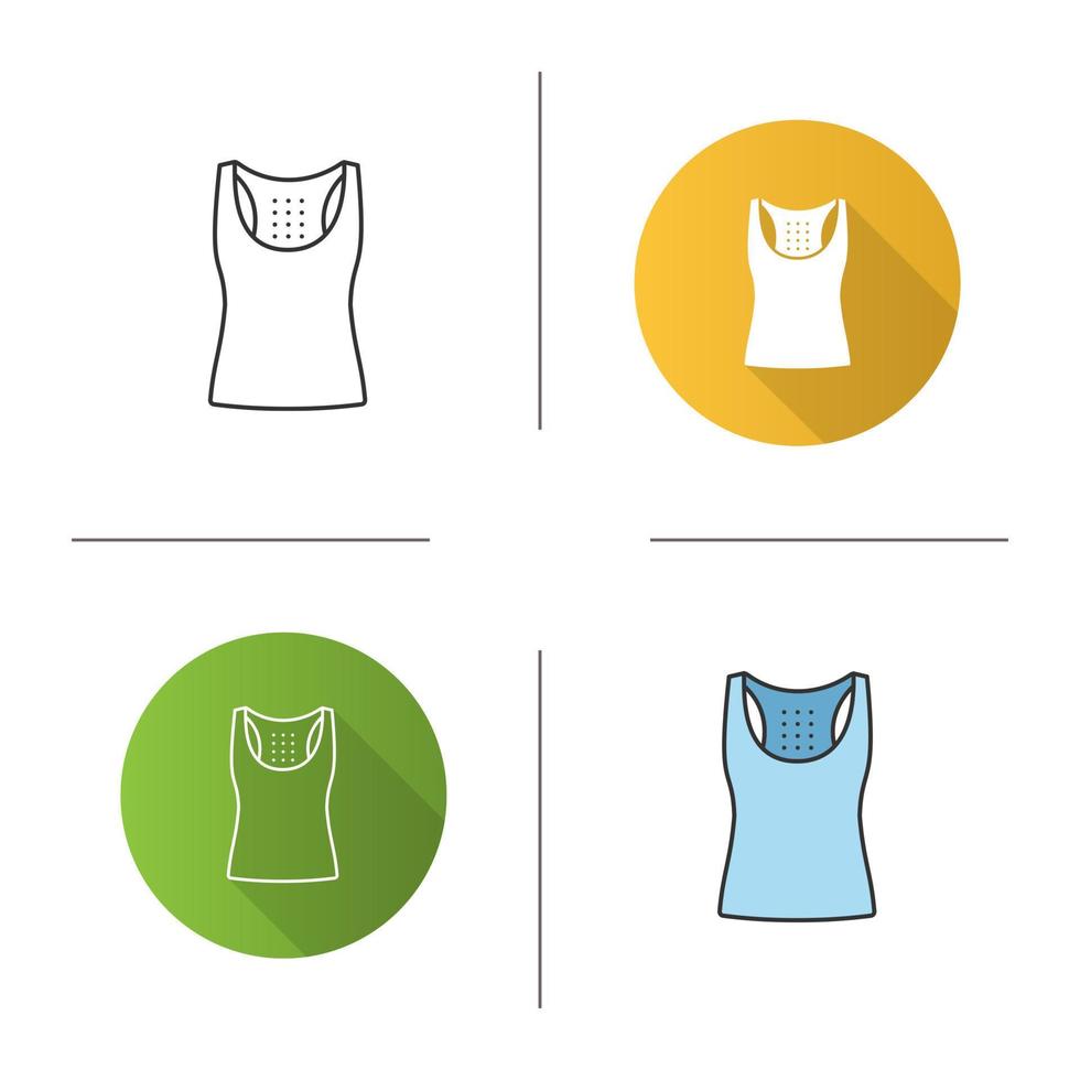 Sports tank top icon. Flat design, linear and color styles. Sleeveless t-shirt. Isolated vector illustrations