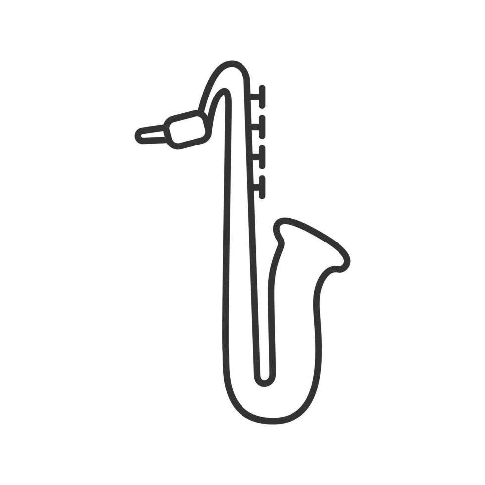 Saxophone linear icon. Thin line illustration. Sax. Contour symbol. Vector isolated outline drawing