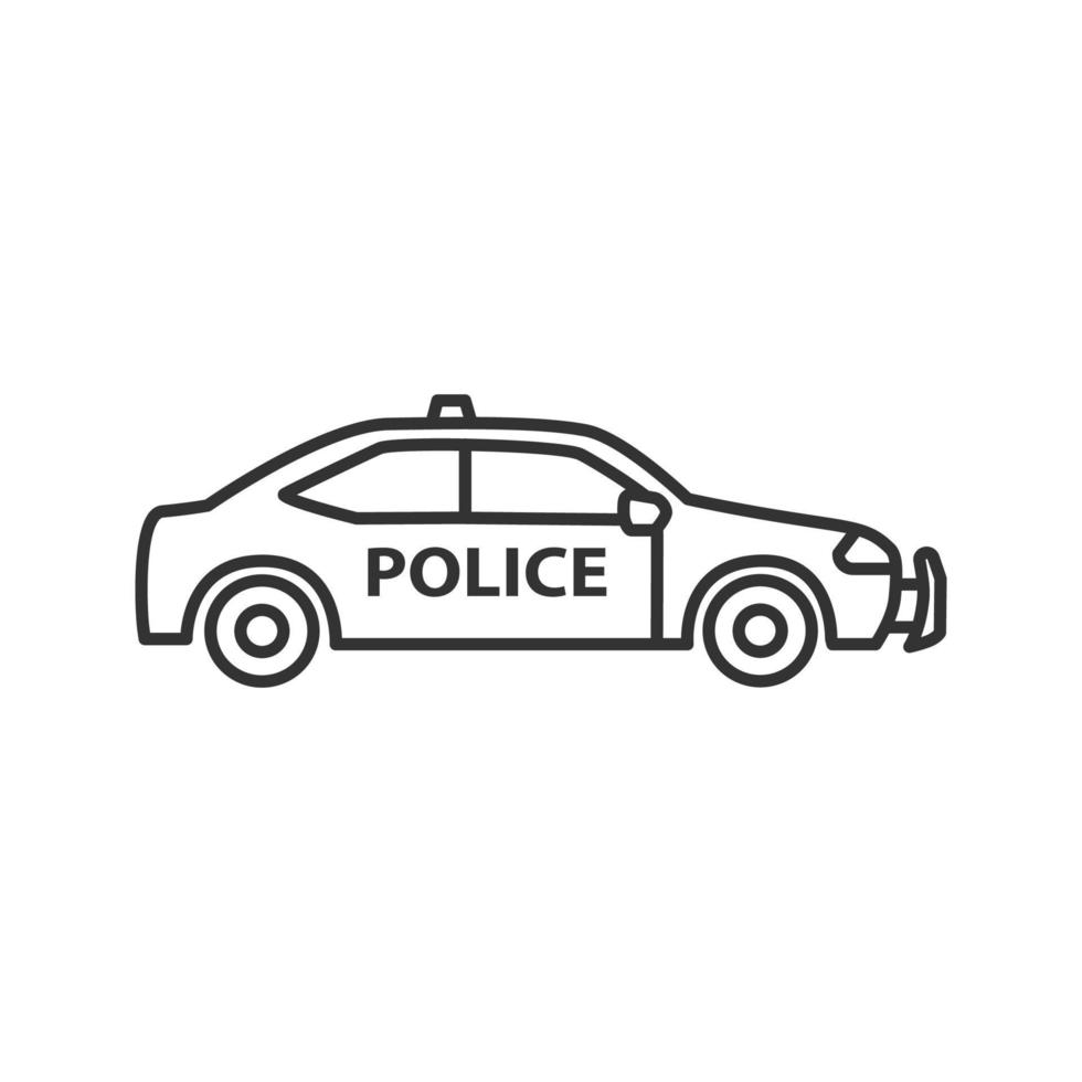 Police car linear icon. Thin line illustration. Contour symbol. Vector isolated outline drawing