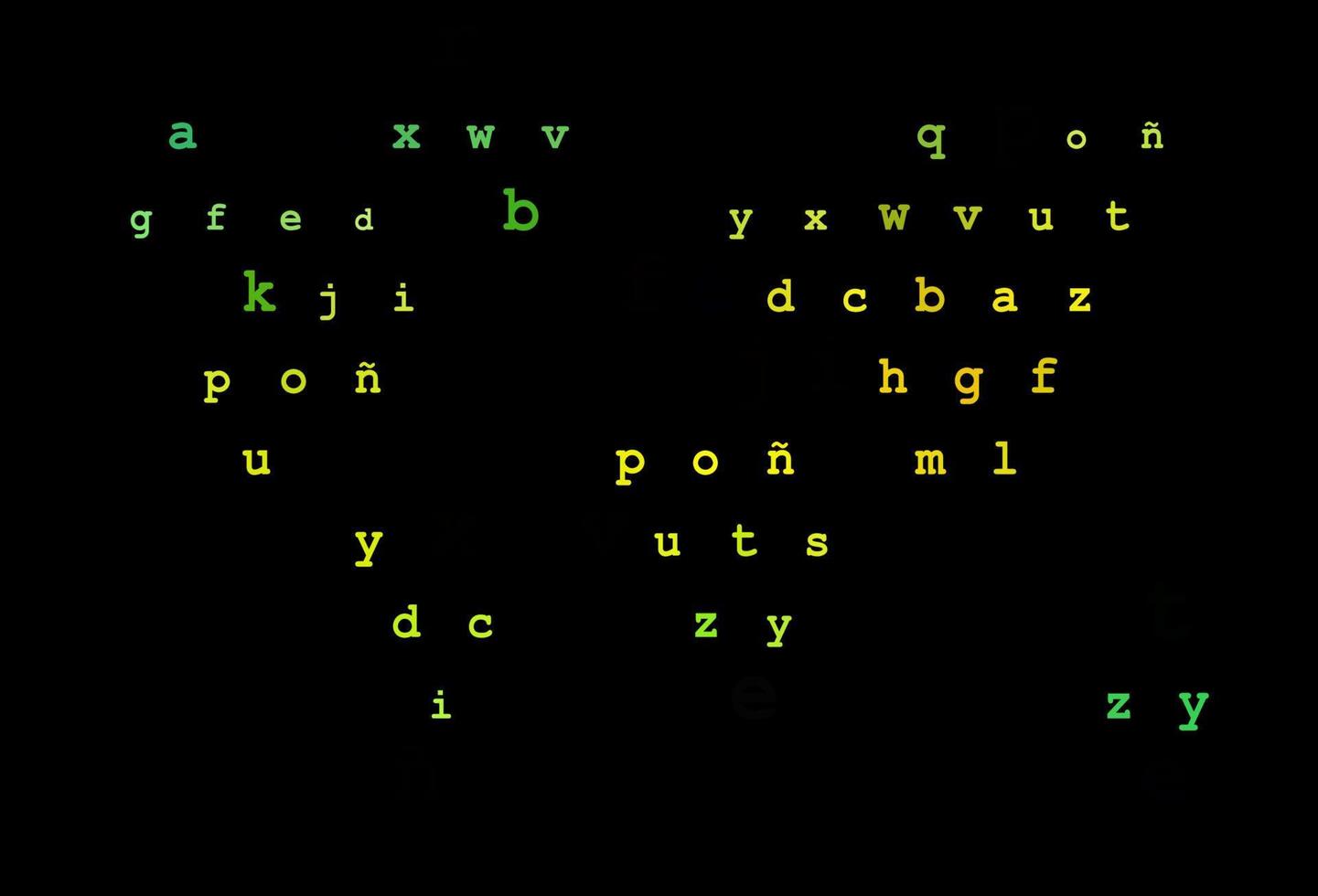 Dark green, yellow vector pattern with ABC symbols.