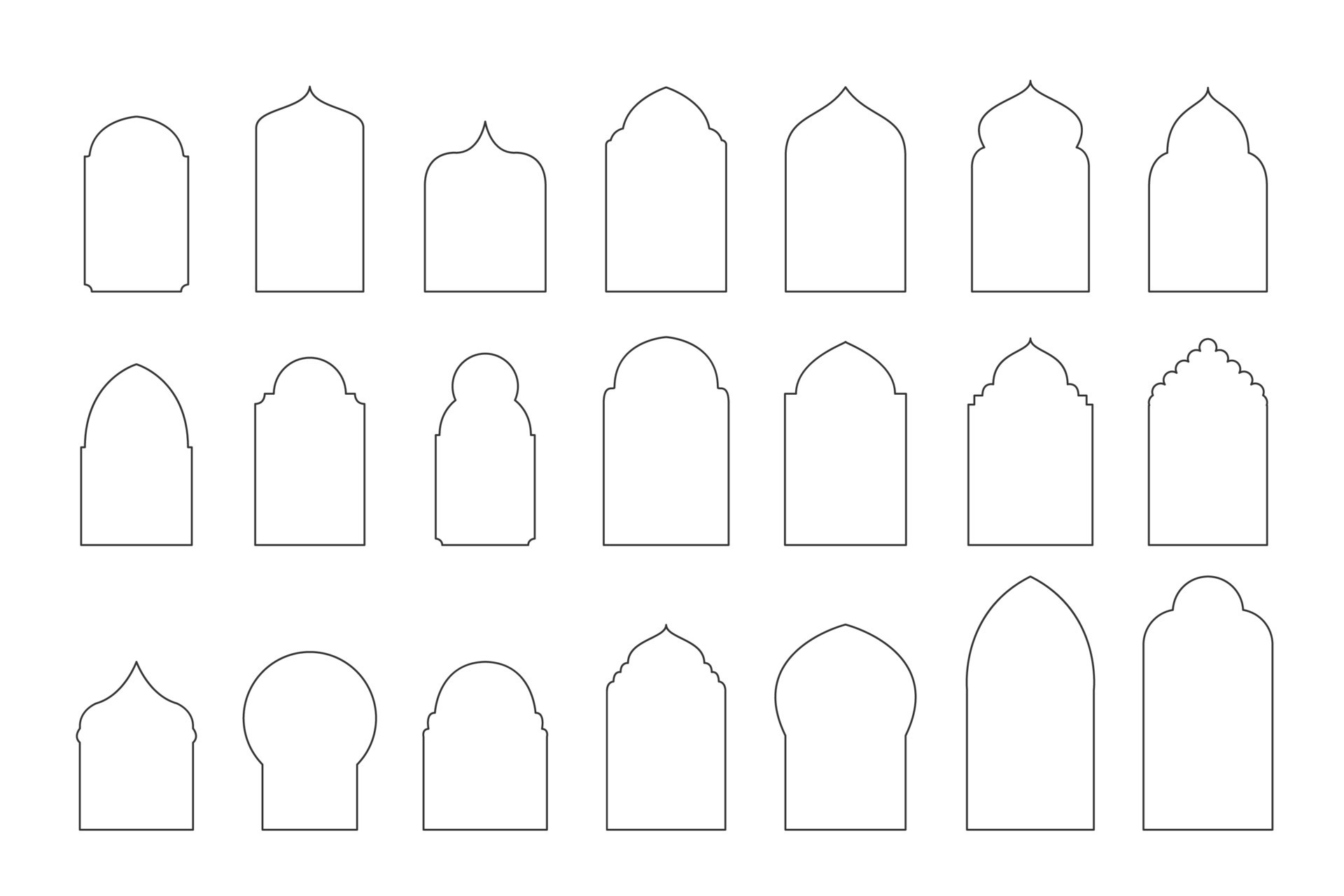 Islamic Arabic arch window and door geometric laser cutting template