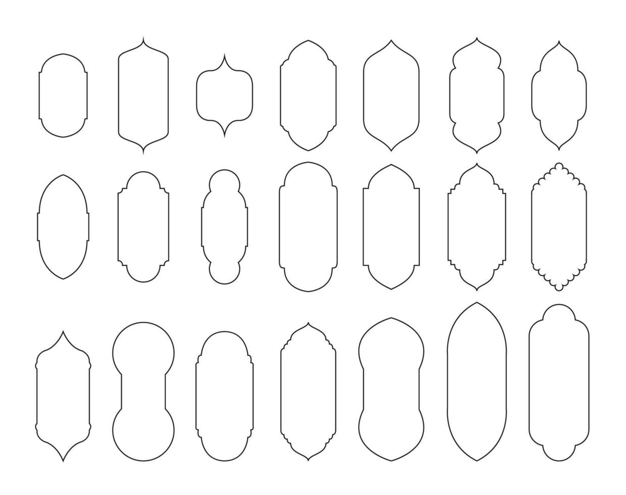 Islamic Arabic arch window and door geometric laser cutting template. Traditional design and culture. vector
