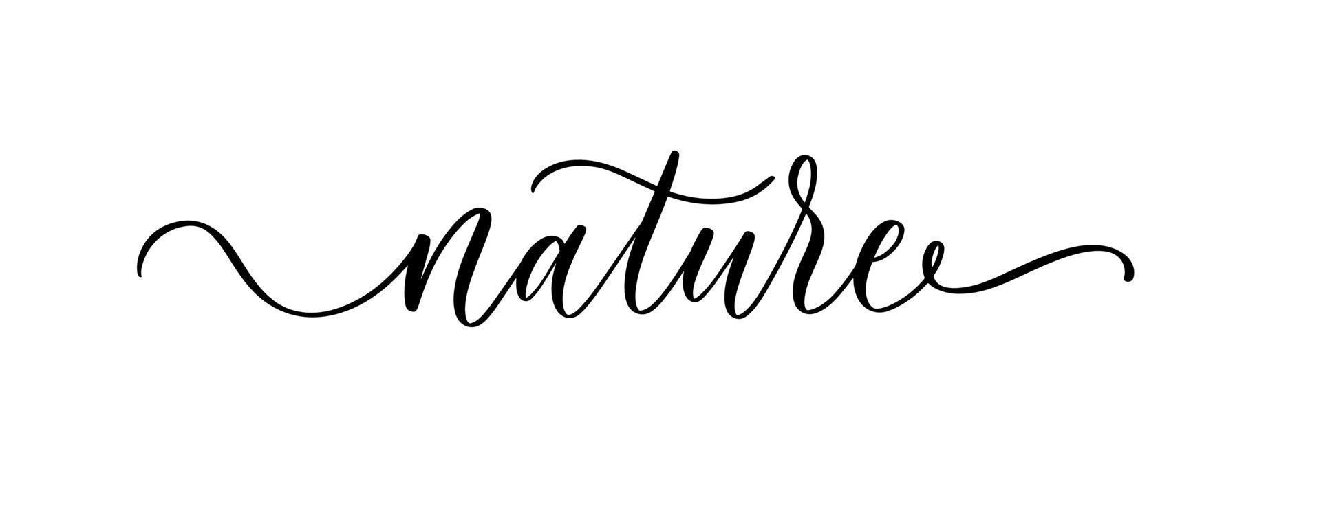 Nature calligraphy inscription. Hand lettering phrase for package design, card, banner, photo overlay, logo. vector