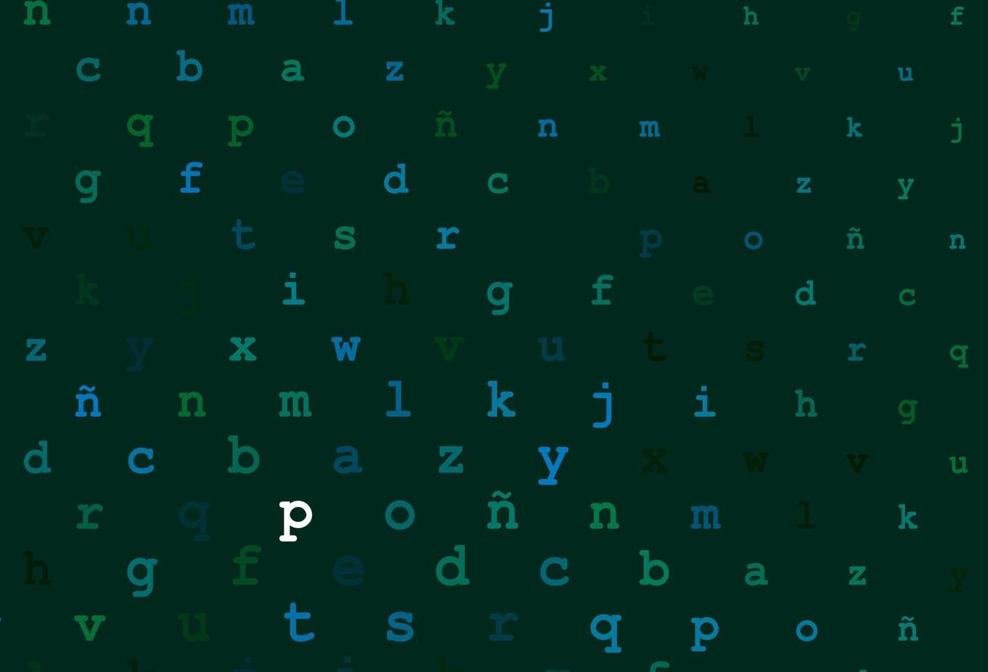 Dark blue, green vector pattern with ABC symbols.