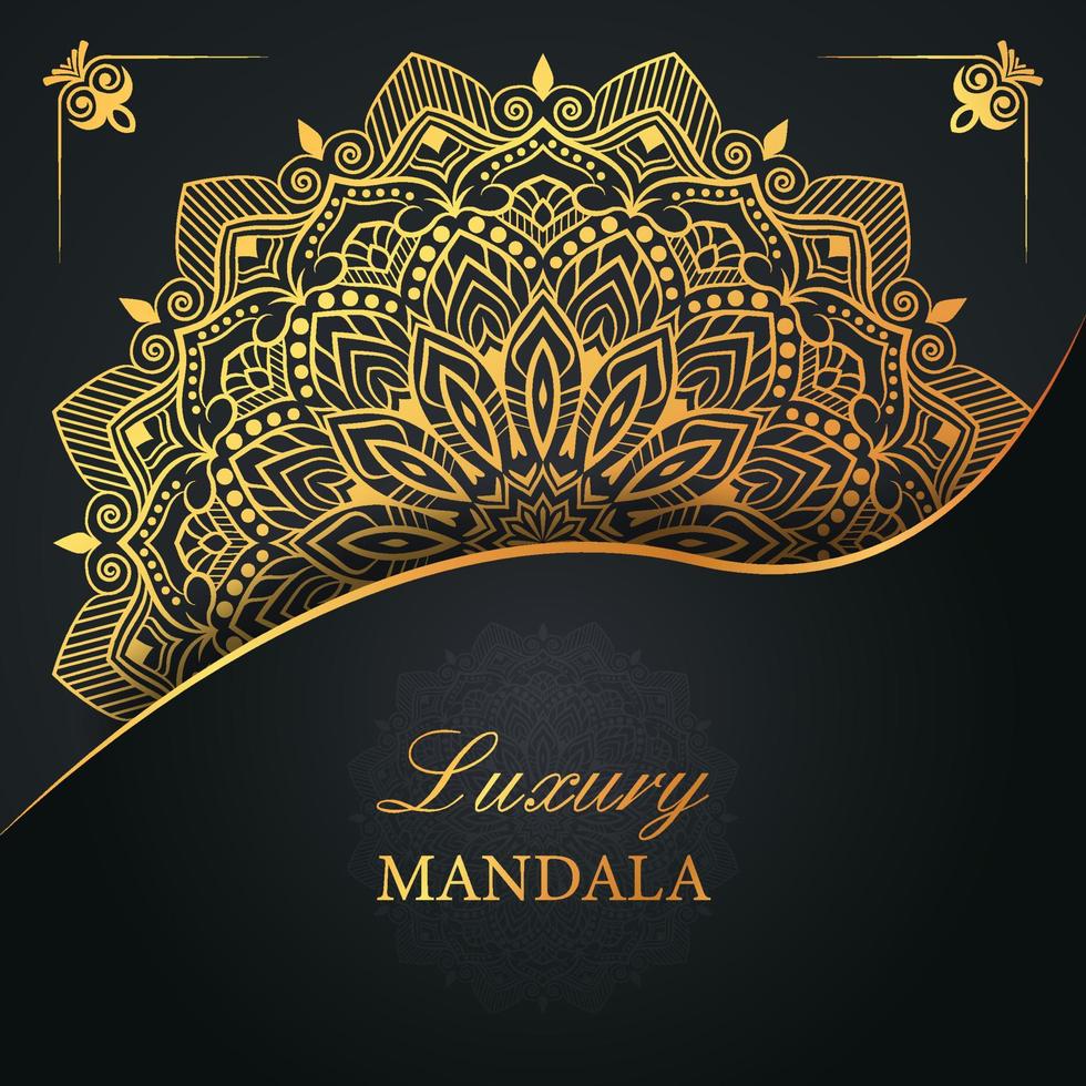 Luxury ornamental mandala design with gold color vector