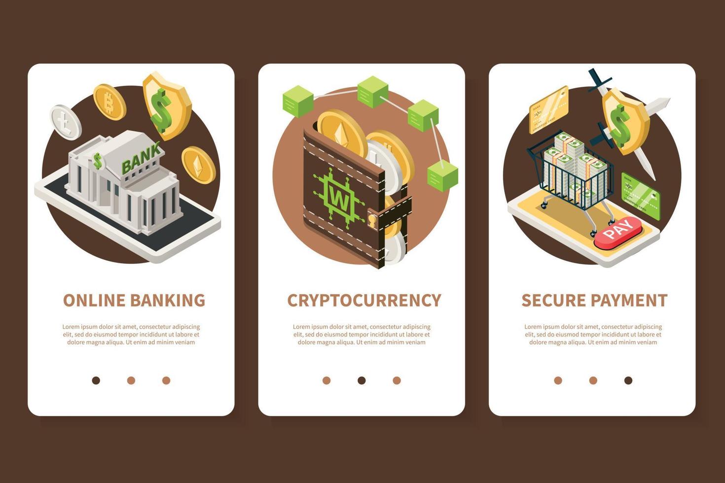 conjunto de banners verticales fintech vector