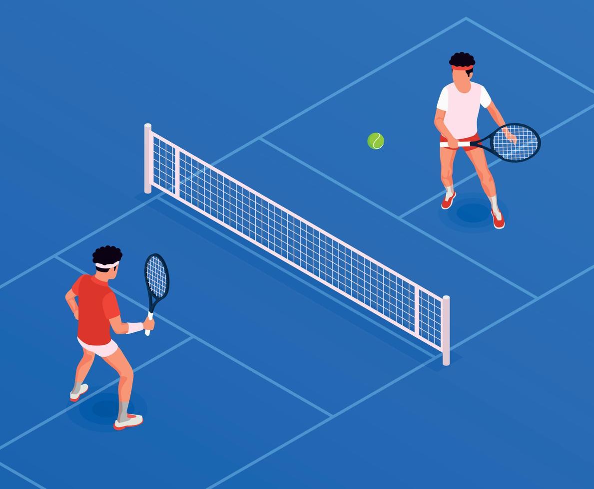 Tennis Play Isometric Composition vector