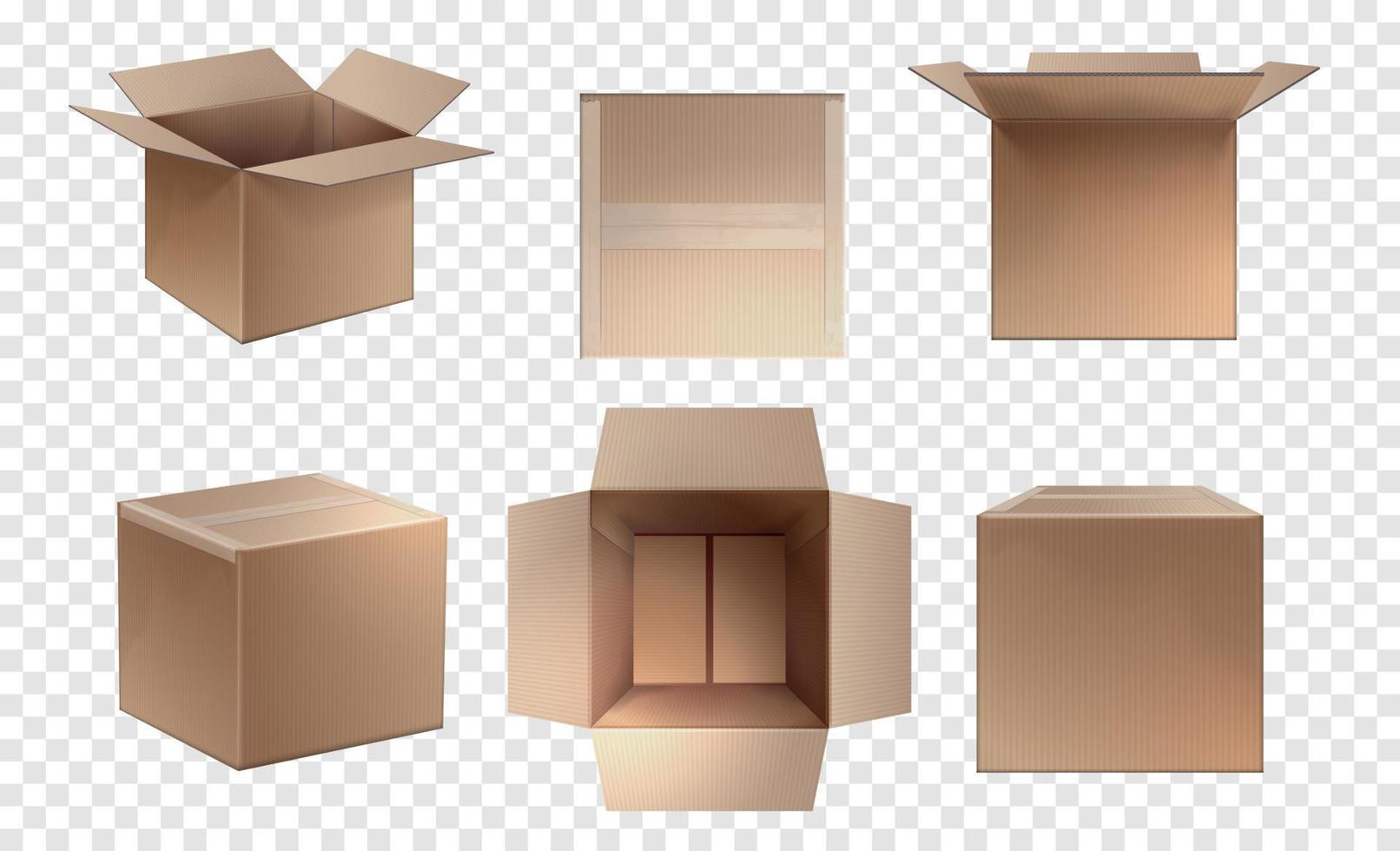 Realistic Cardboard Transparent Set vector