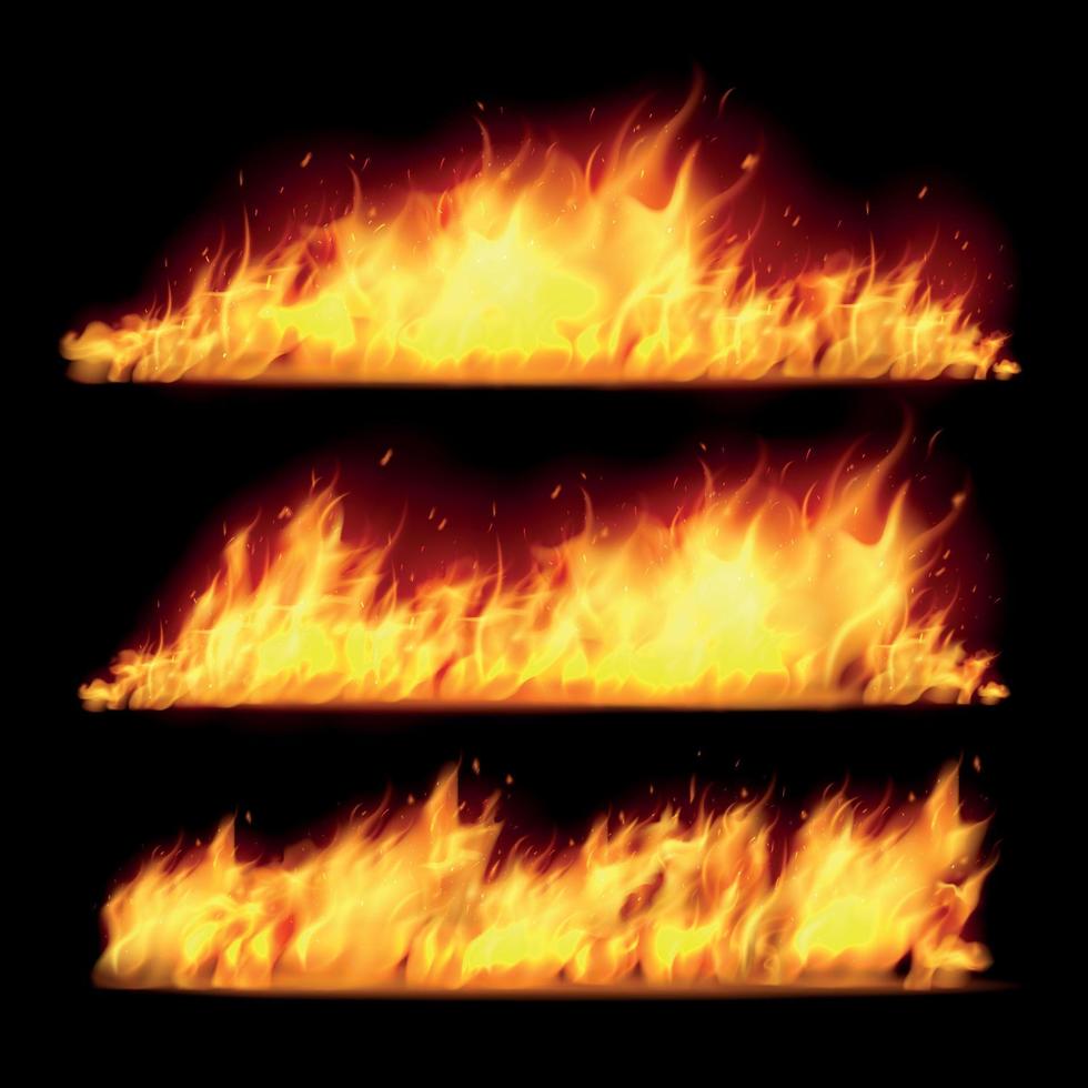 Realistic Fire Set vector