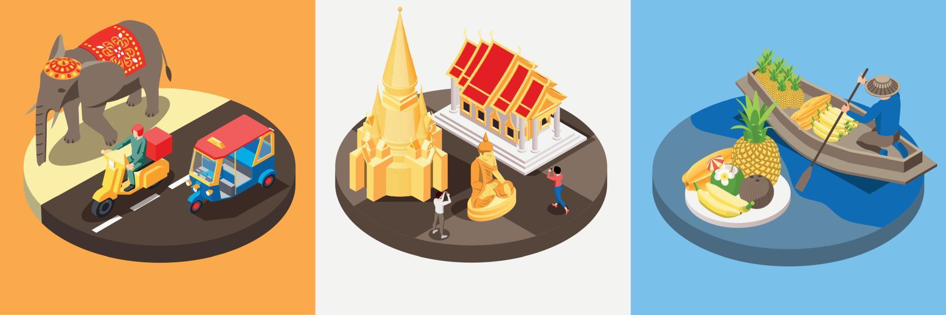 Thailand Square Compositions Set vector