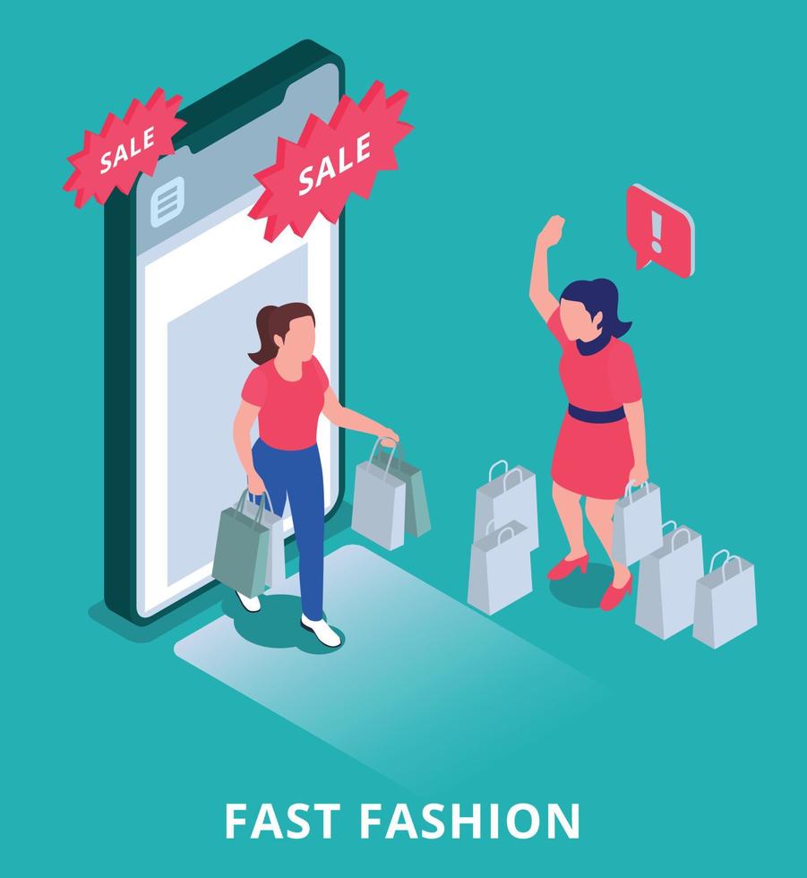 Shopping Fast Fashion Composition vector