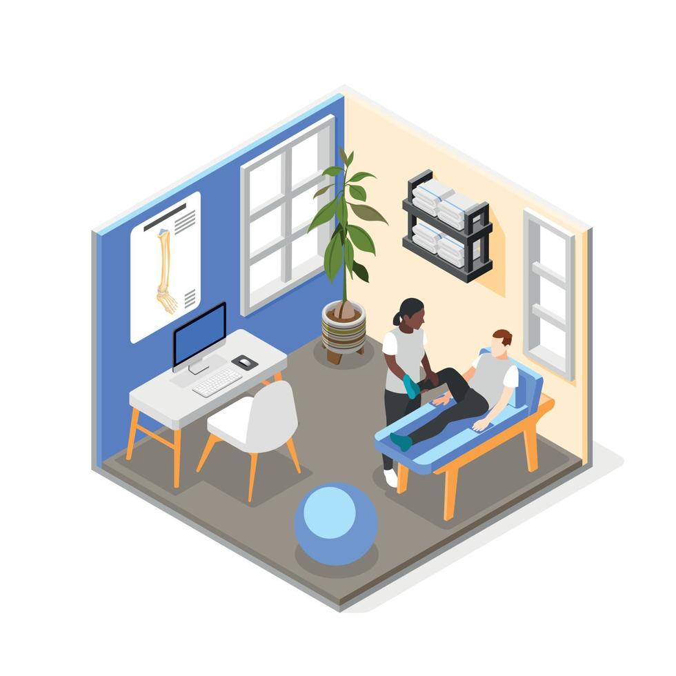 Physiotherapy And Rehabilitation Isometric Composition vector