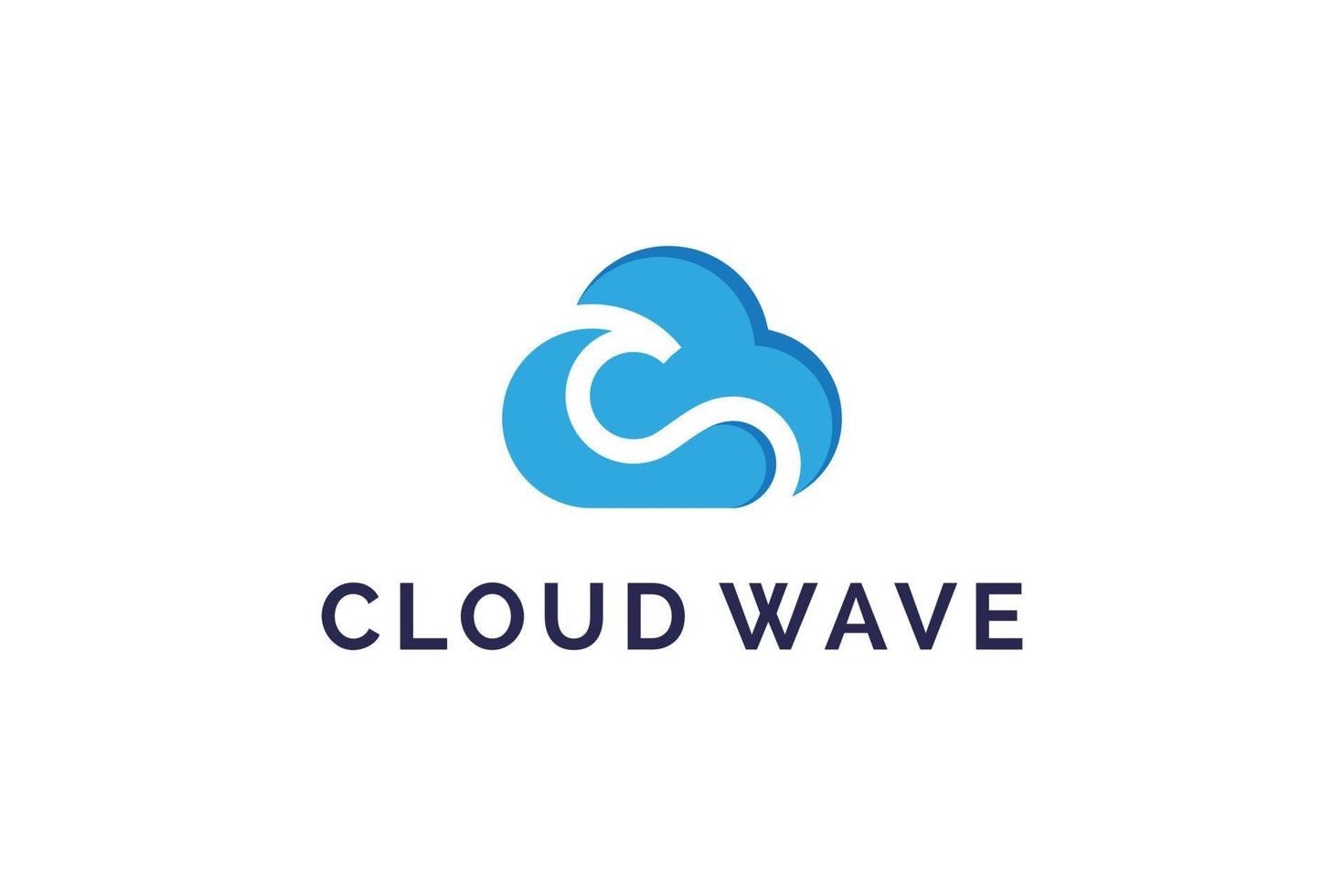 clouds and waves logo design vector