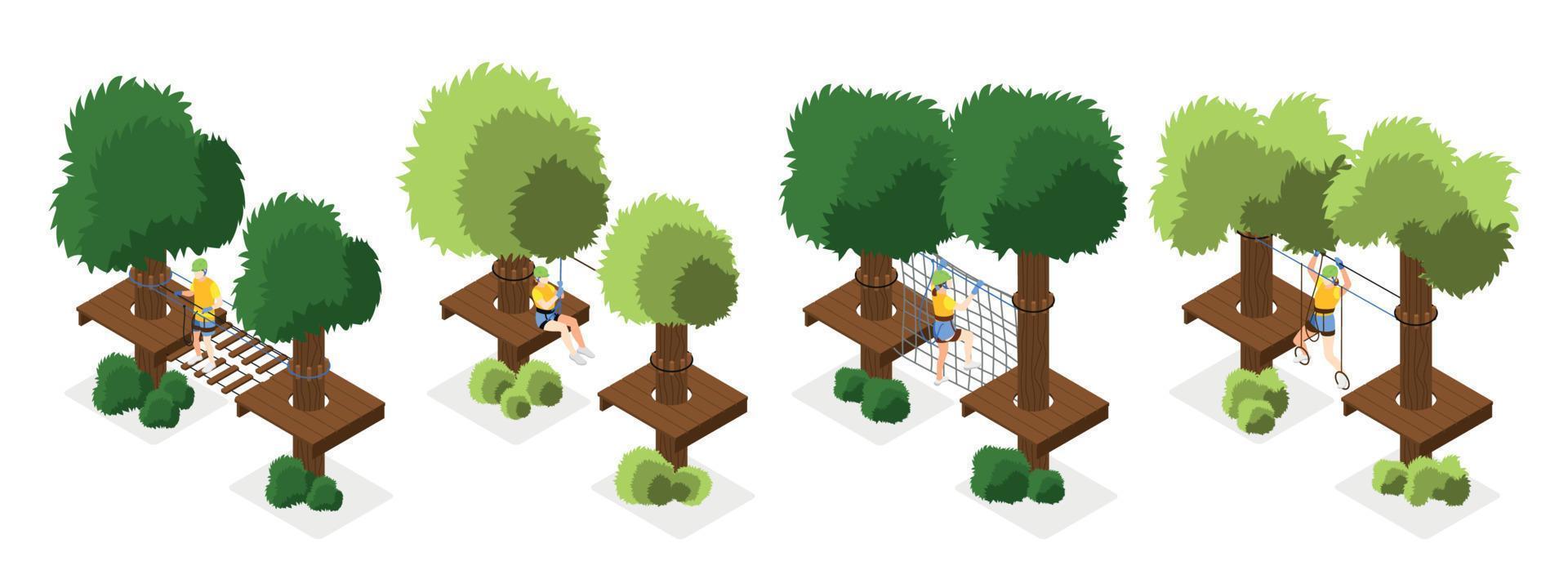 Rope Park Isometric Composition vector