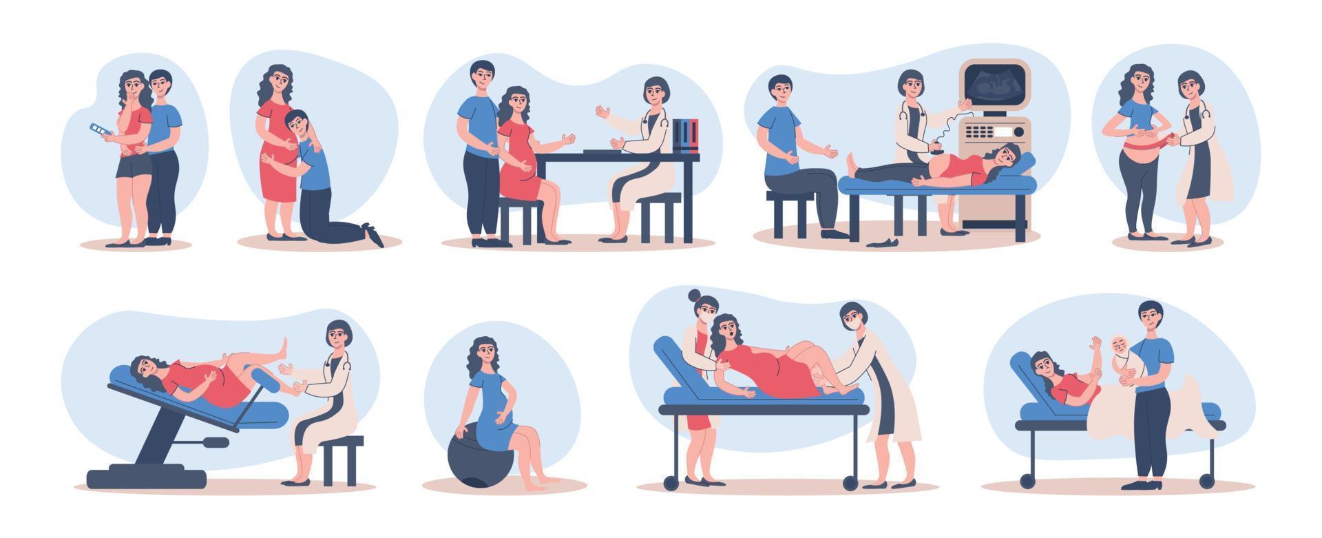 Pregnancy Childbirth Compositions Collection vector