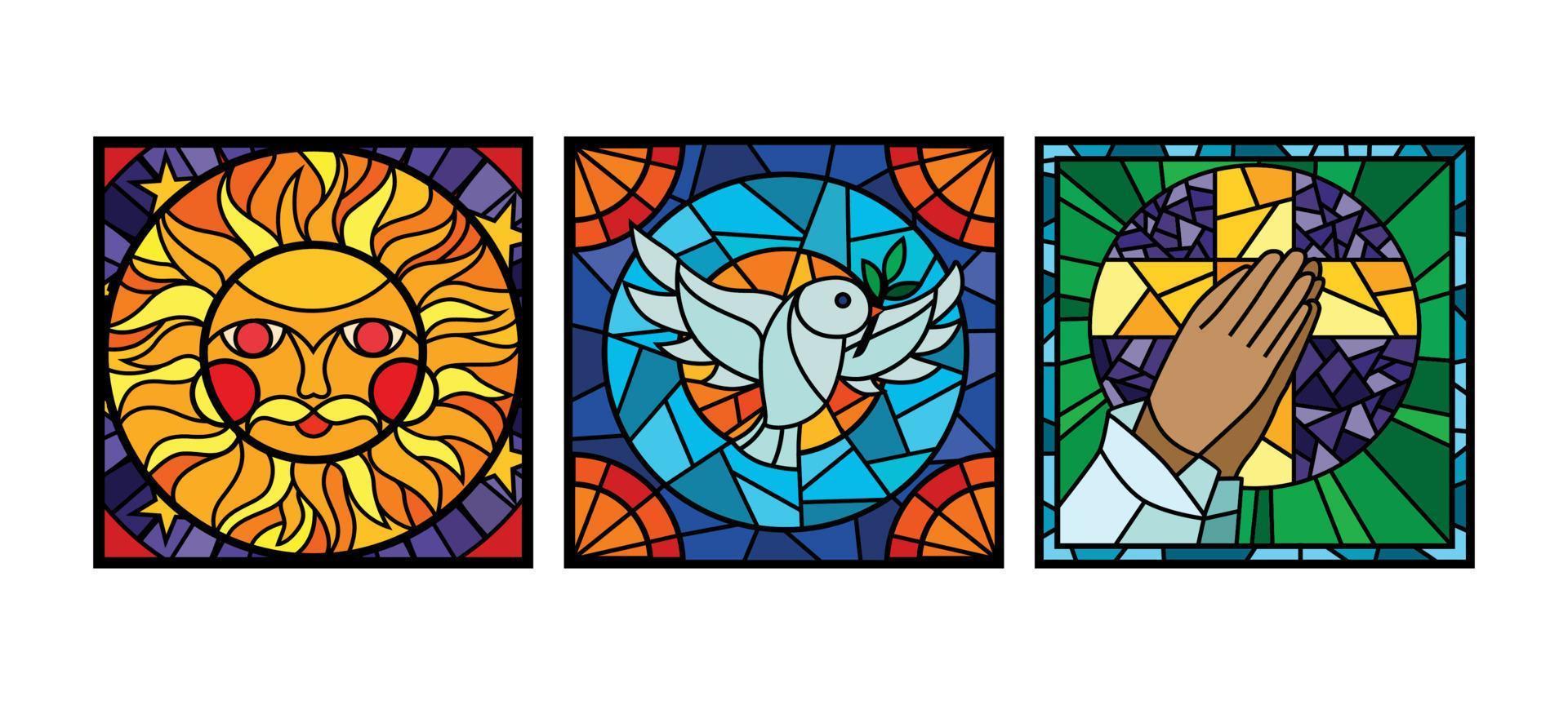 Mosaic Glass Windows Set vector