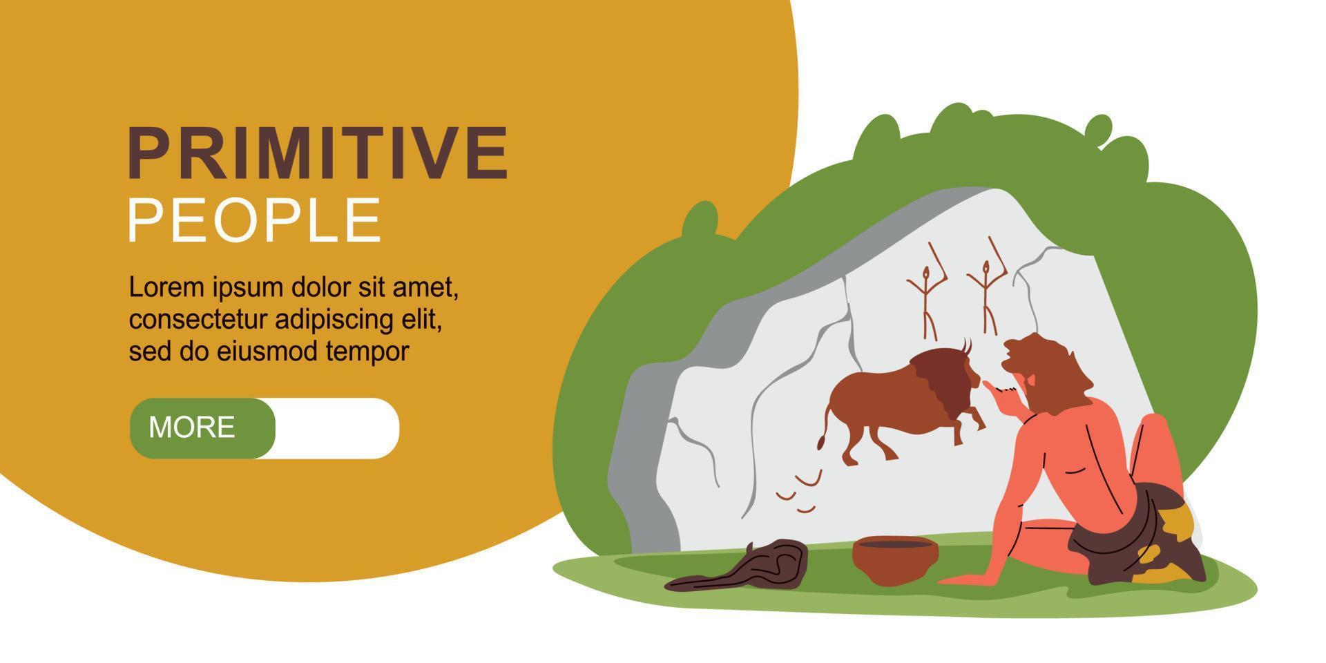 Primitive People Horizontal Banner vector