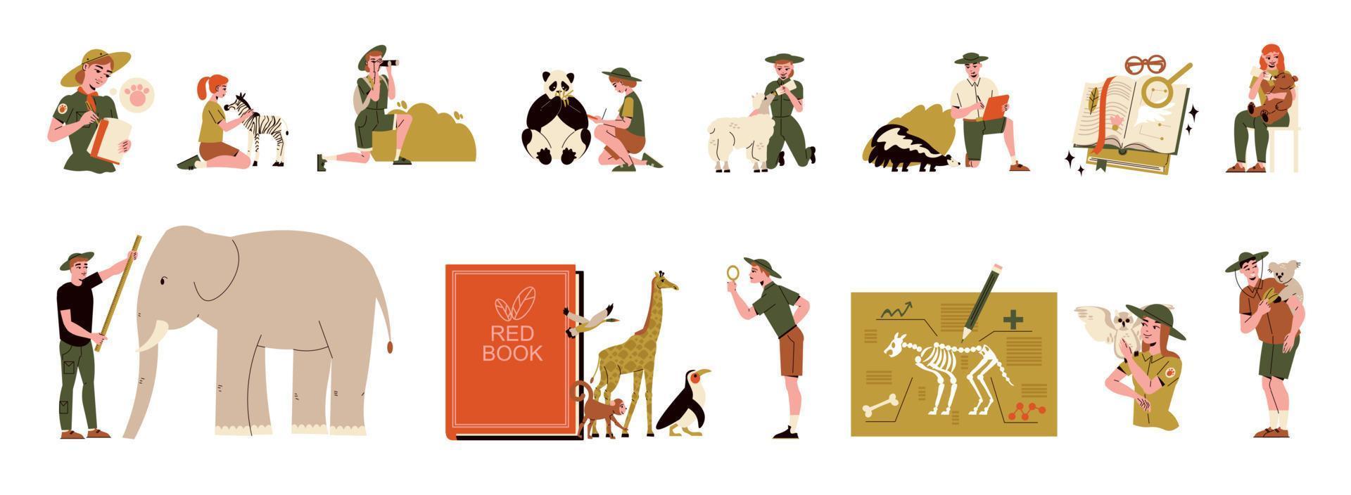 Zoologist Animals Icon Set vector