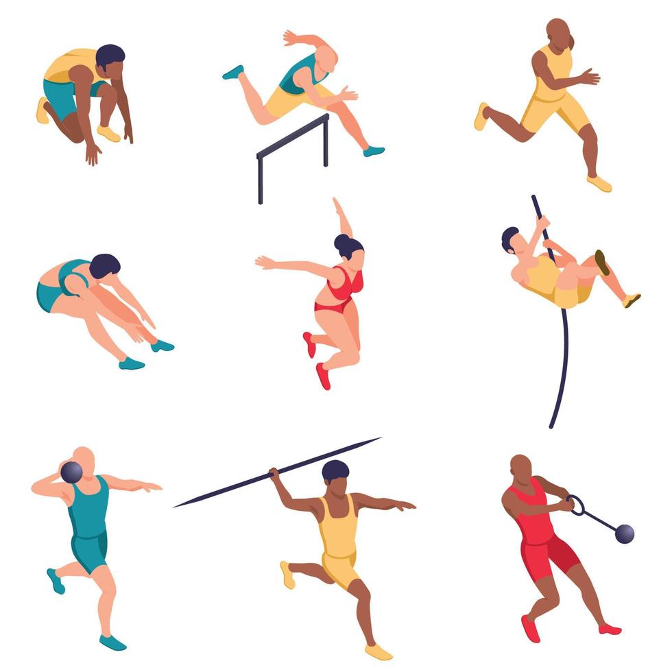 conjunto de iconos de atletismo deportista vector