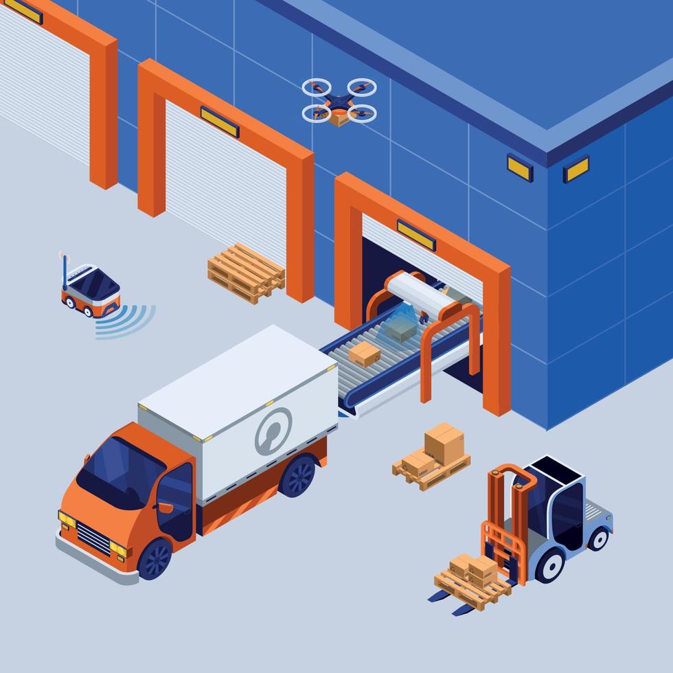 Smart Industry Logistics Isometric Background vector