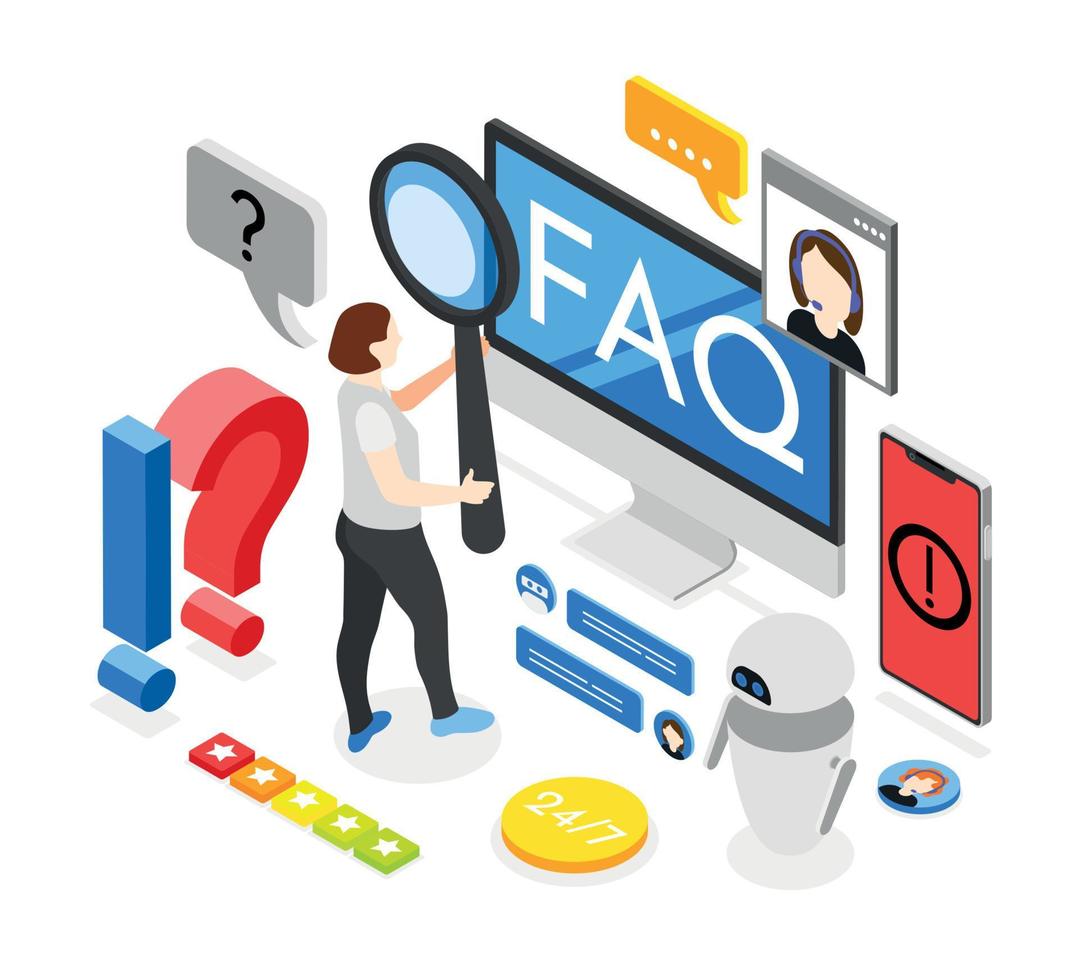 Customer Support Isometric Composition vector