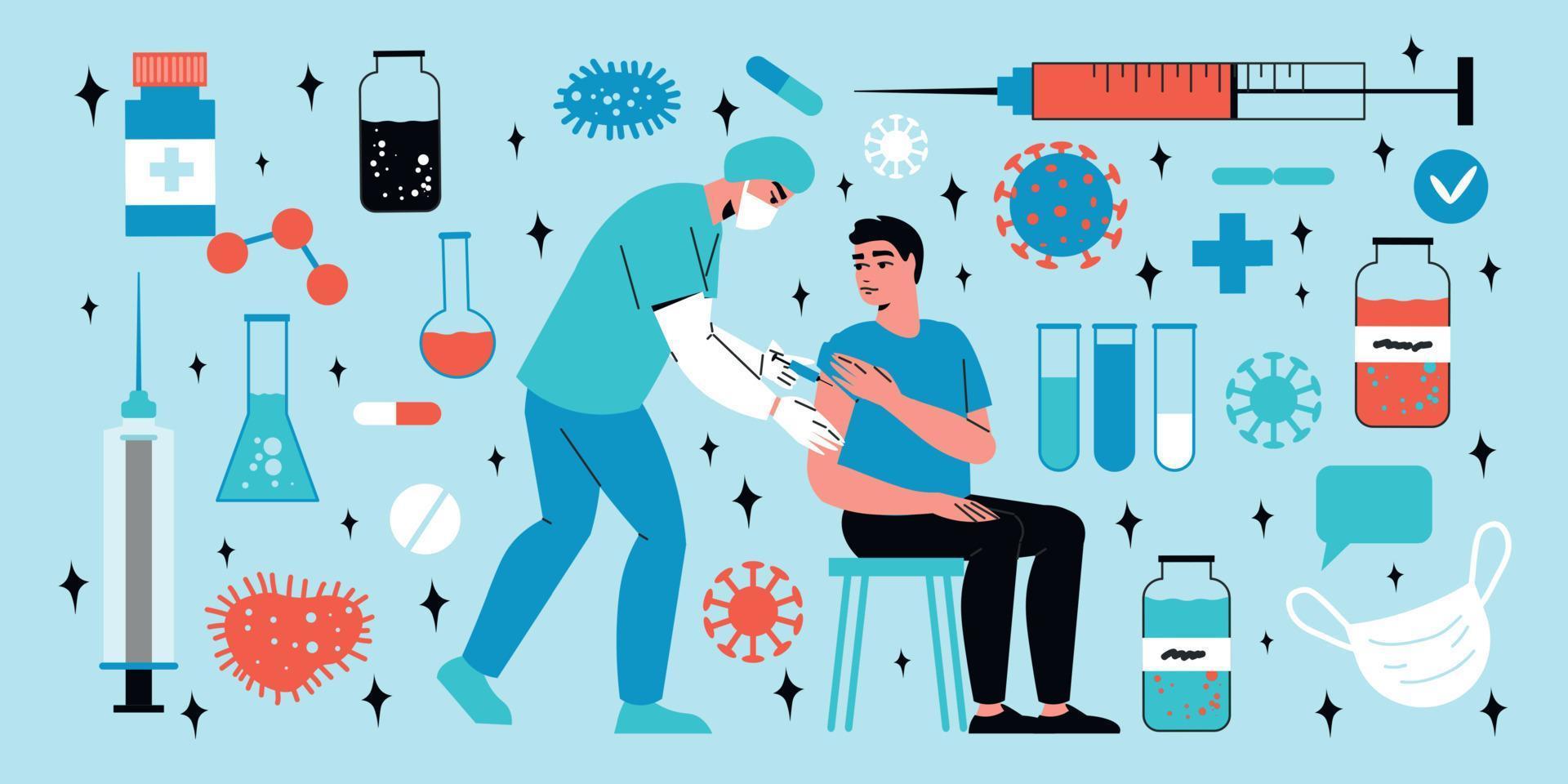 Vaccination Big Icon Set vector