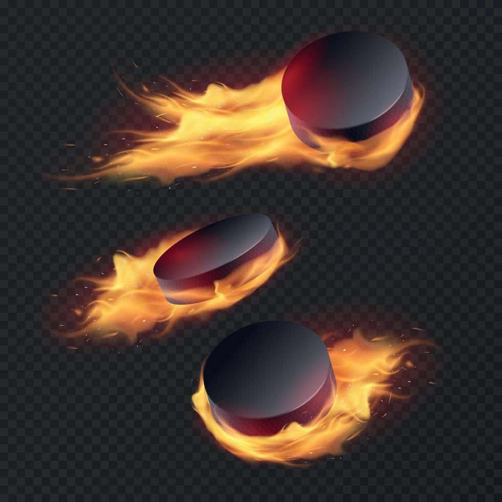 Pucks In Fire Set vector